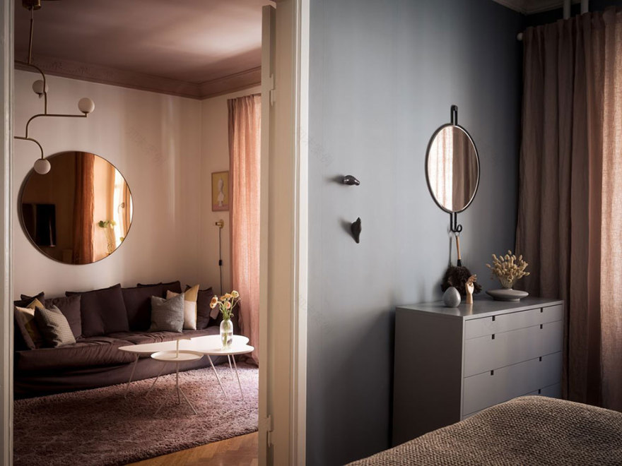 北欧风格粉色天花板公寓设计-8