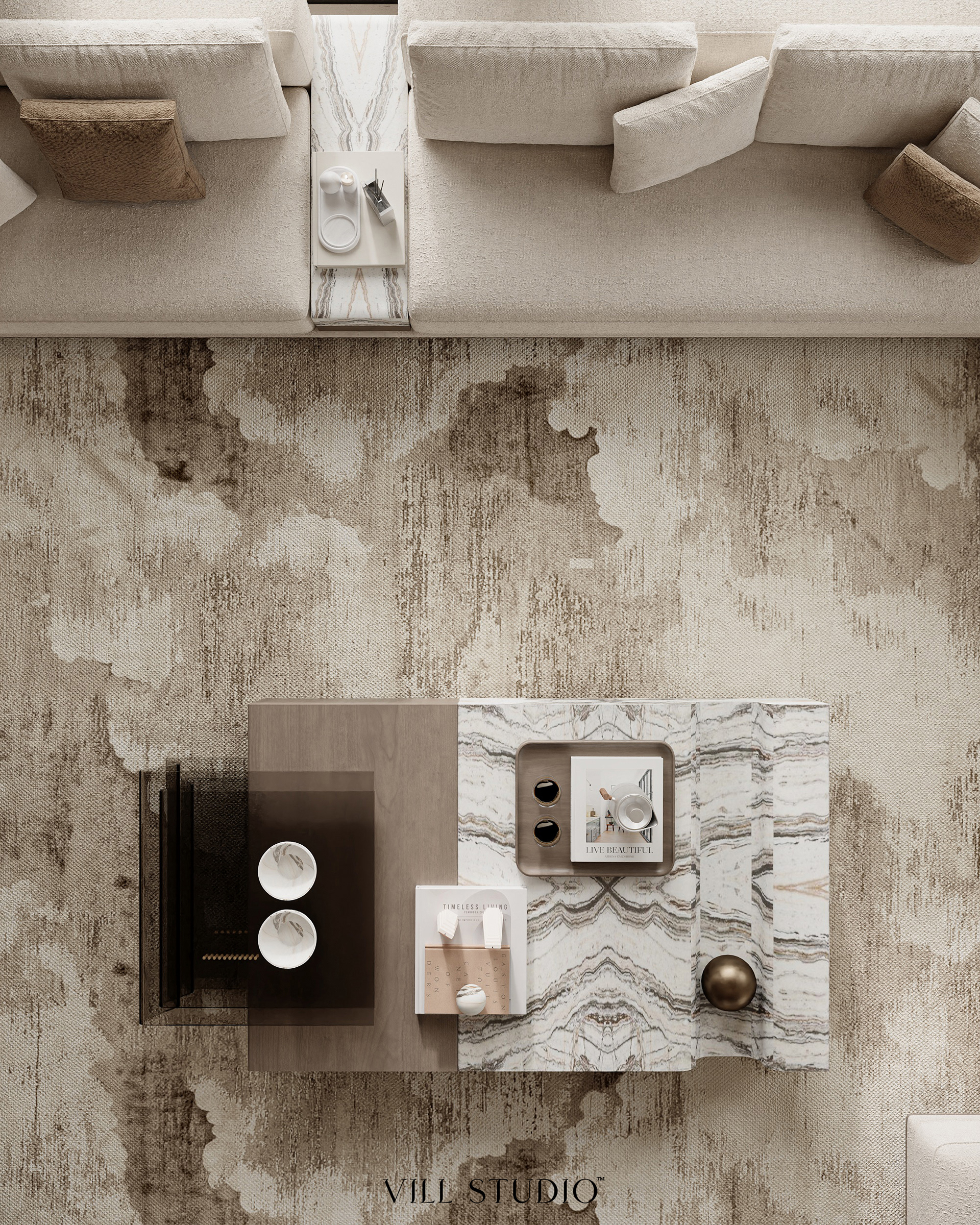 LUXURY VILLA LIVING & DINING INTERIOR DESIGN | KSA-1