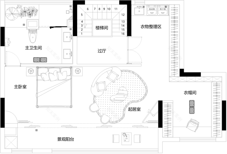 重庆巴南区江边豪宅极简艺术现代风跃层设计丨中国重庆丨申勤室内设计-7