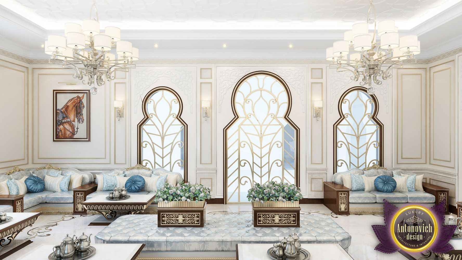 阿布扎比豪华别墅 | 安东诺维奇打造阿拉伯风格女性客厅-4