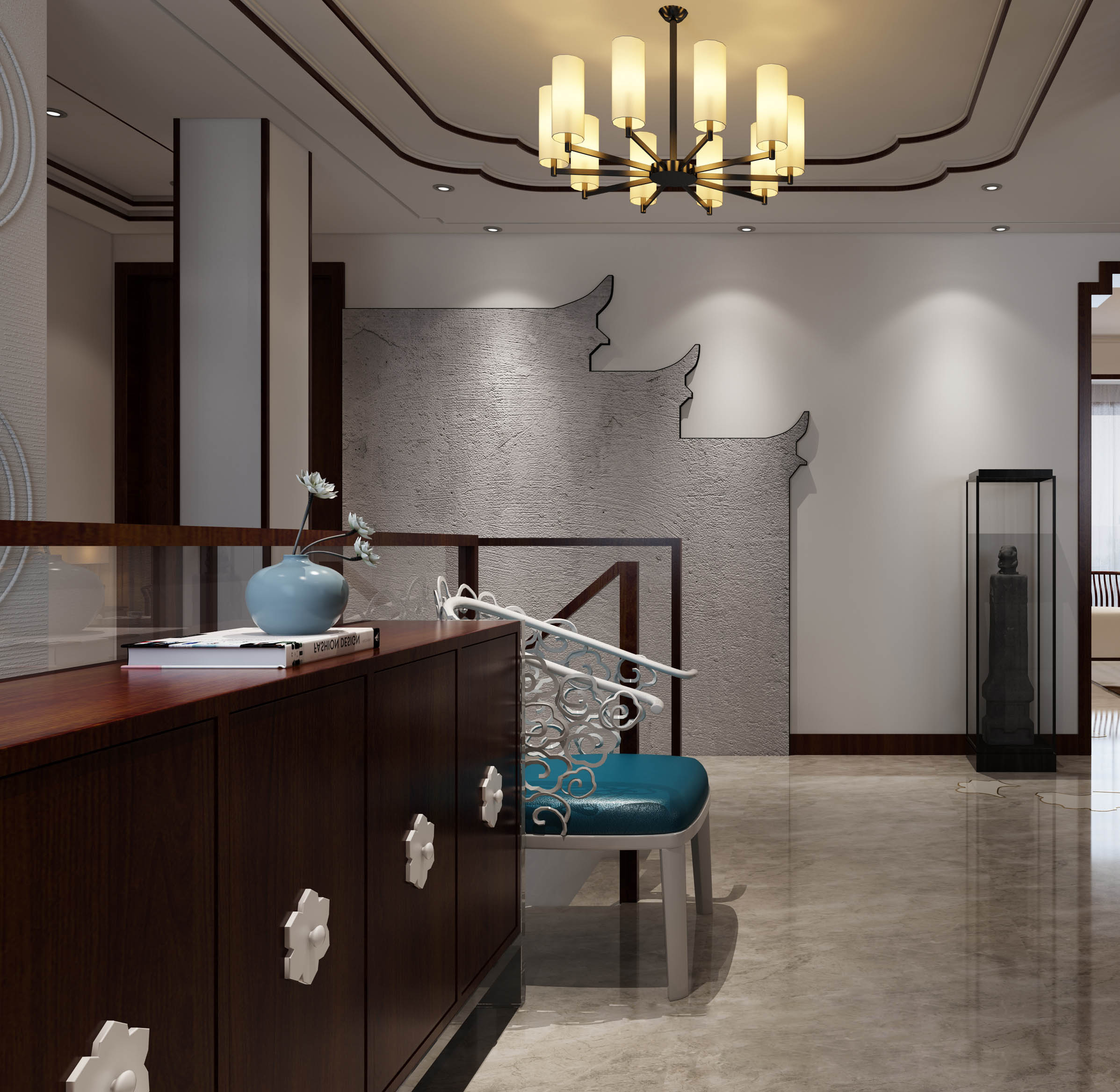 新中式 中式古典 奢华家装别墅样板房-17-9