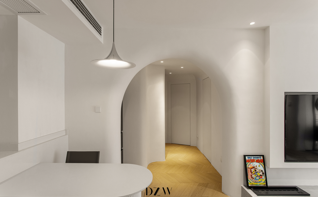 弧形拱门,波浪墙面新居设计-25