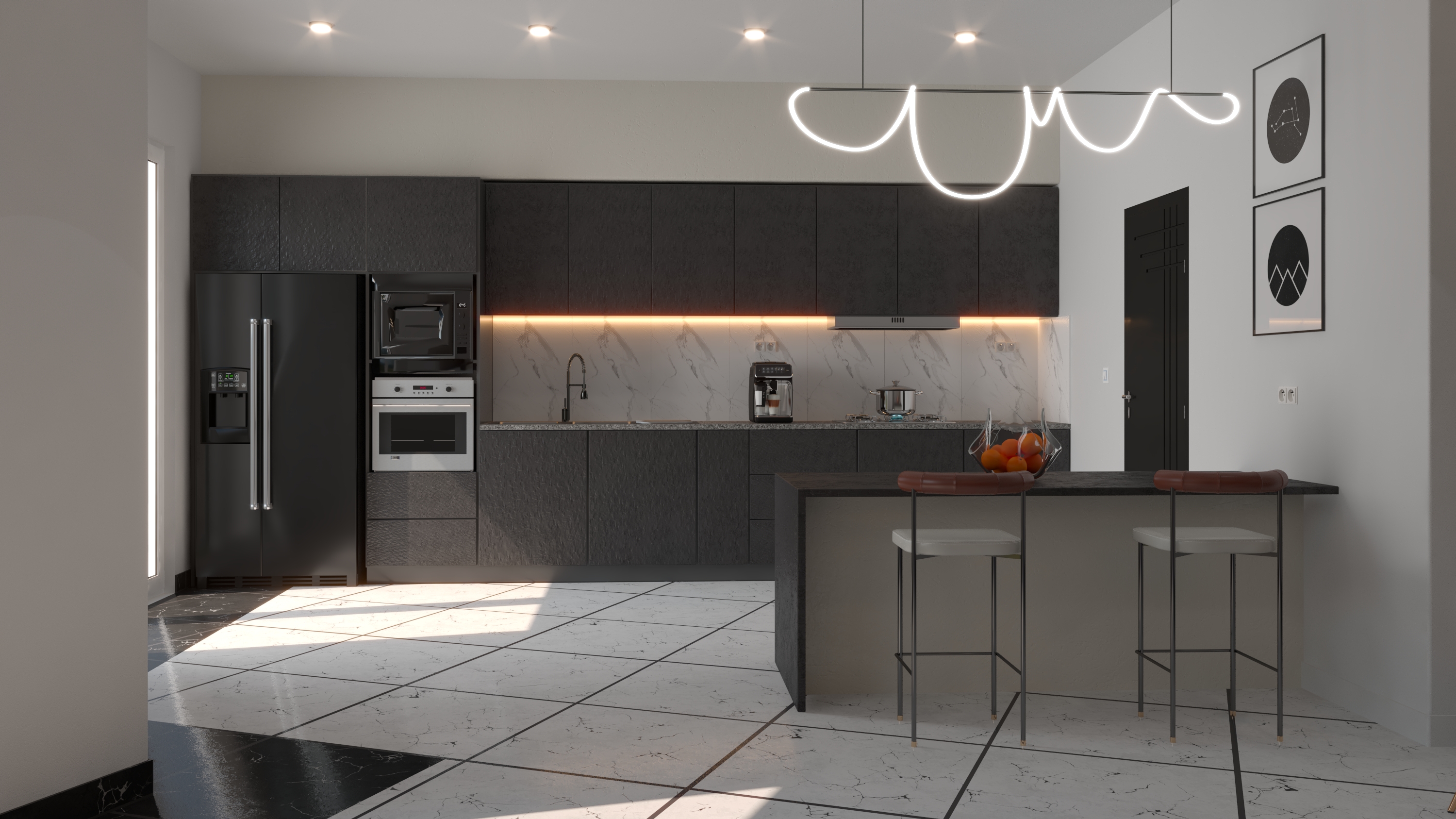 Amenagement salon + cuisine ouverte + Salle à manger-1