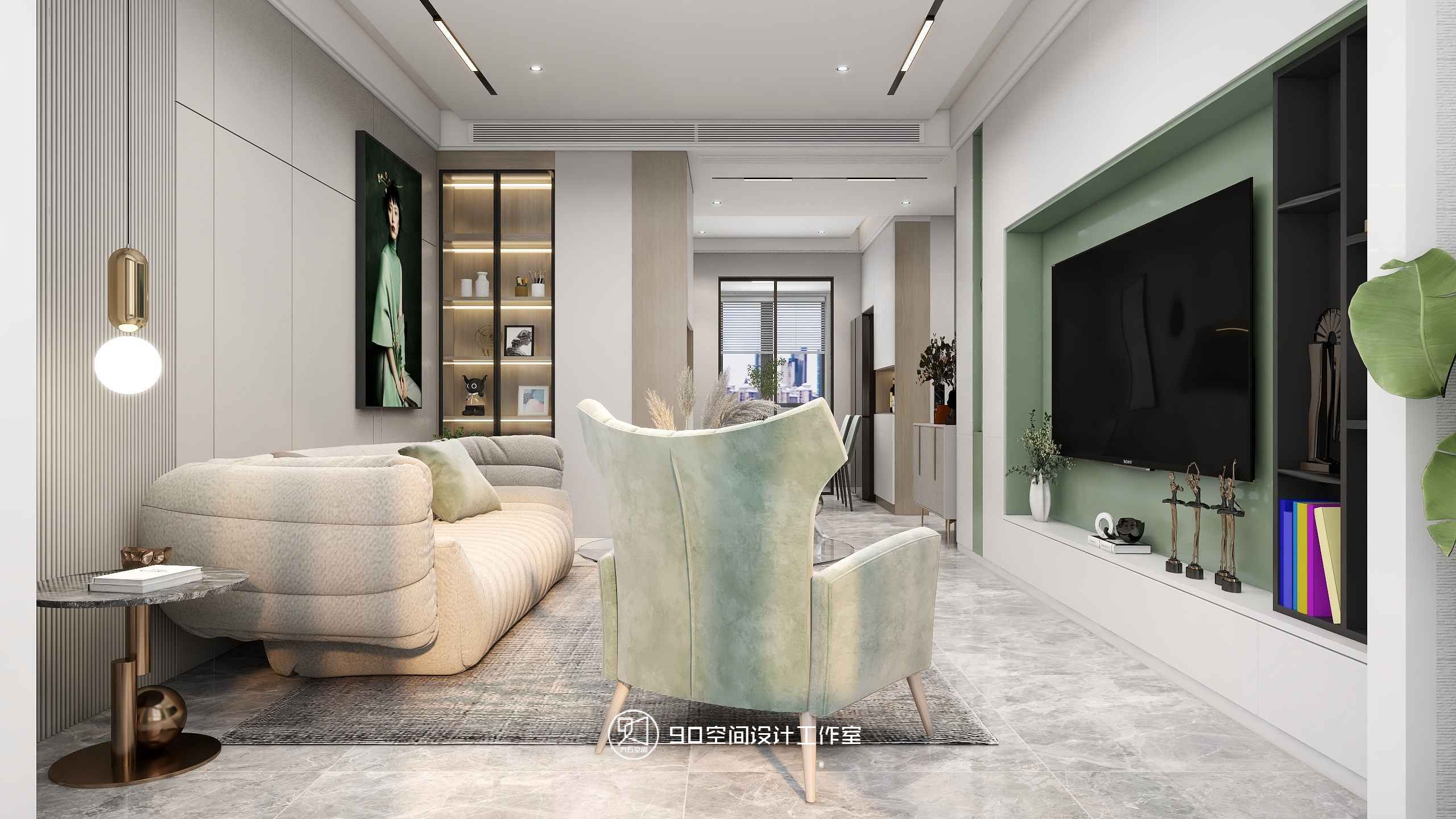 《薄荷绿》87 平方现代简约空间设计-17