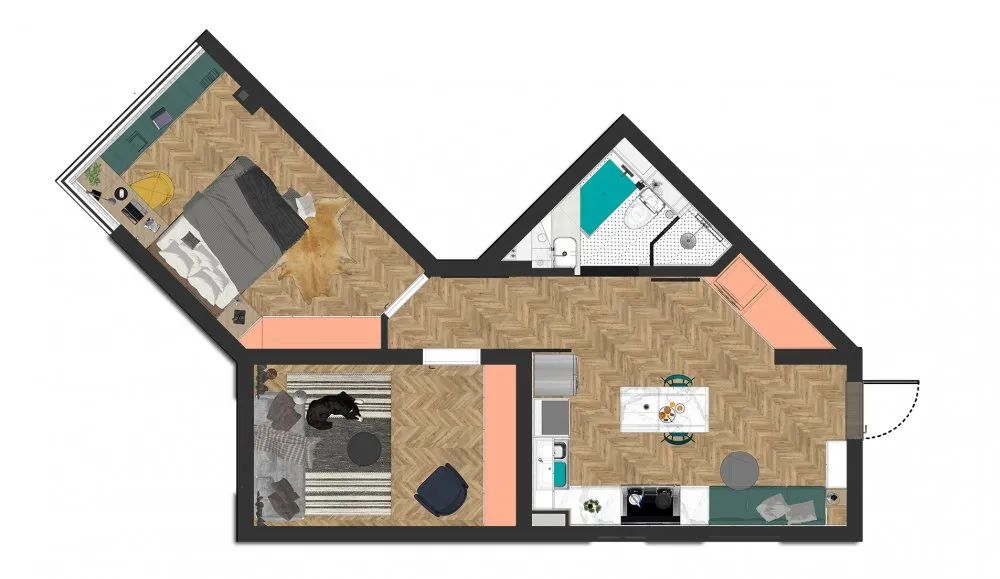48 平异形旧房改造,巧用空间增设多种热门功能区!-18