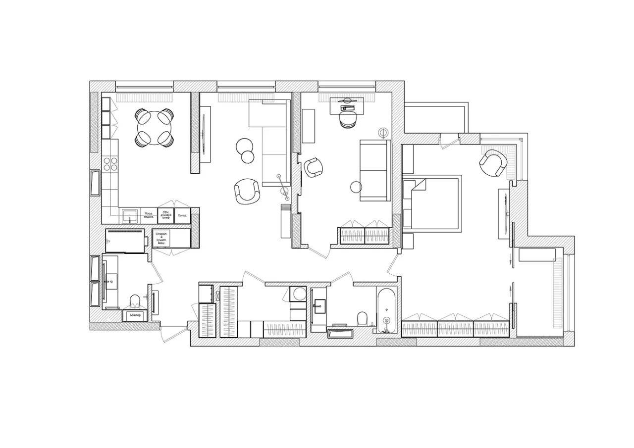 乌克兰基辅 120m²轻奢黄铜私宅设计丨Azari Architects-2