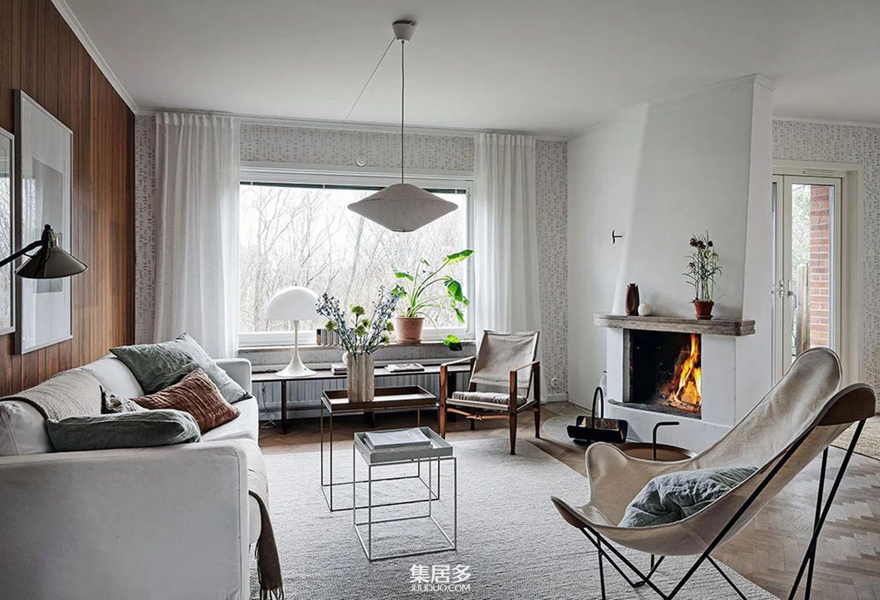 瑞典小屋复古壁纸与木墙设计-11