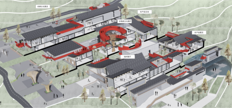 “天花板级”建筑转译?超甜建筑学妹的毕设作品将“油纸伞+石鼓唢呐艺术”的多维转译与沉浸式表达,打造农产品展示展销中心!-82