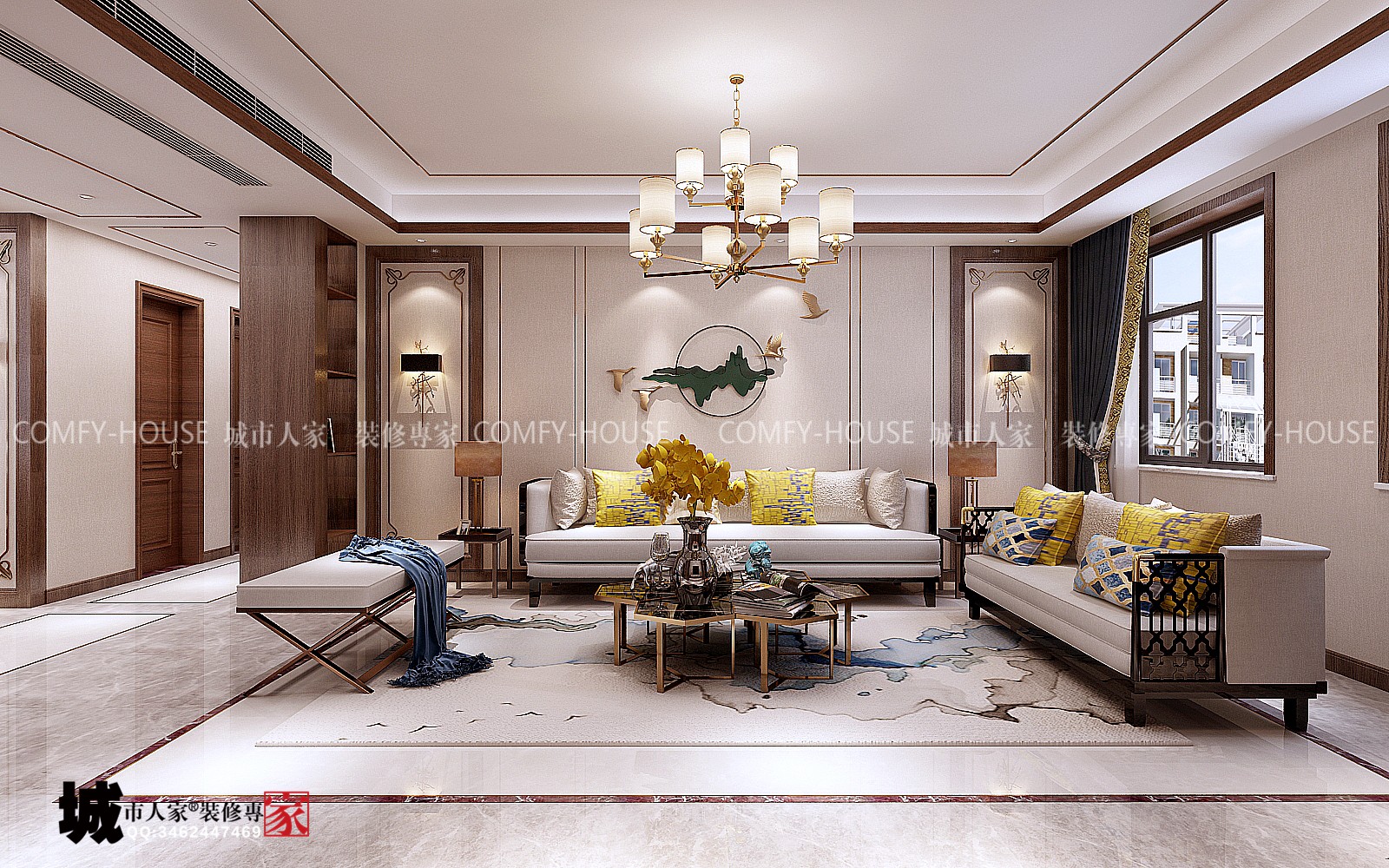 海尔绿城.麗园210平方中式风格 美炸天的中国风设计-6