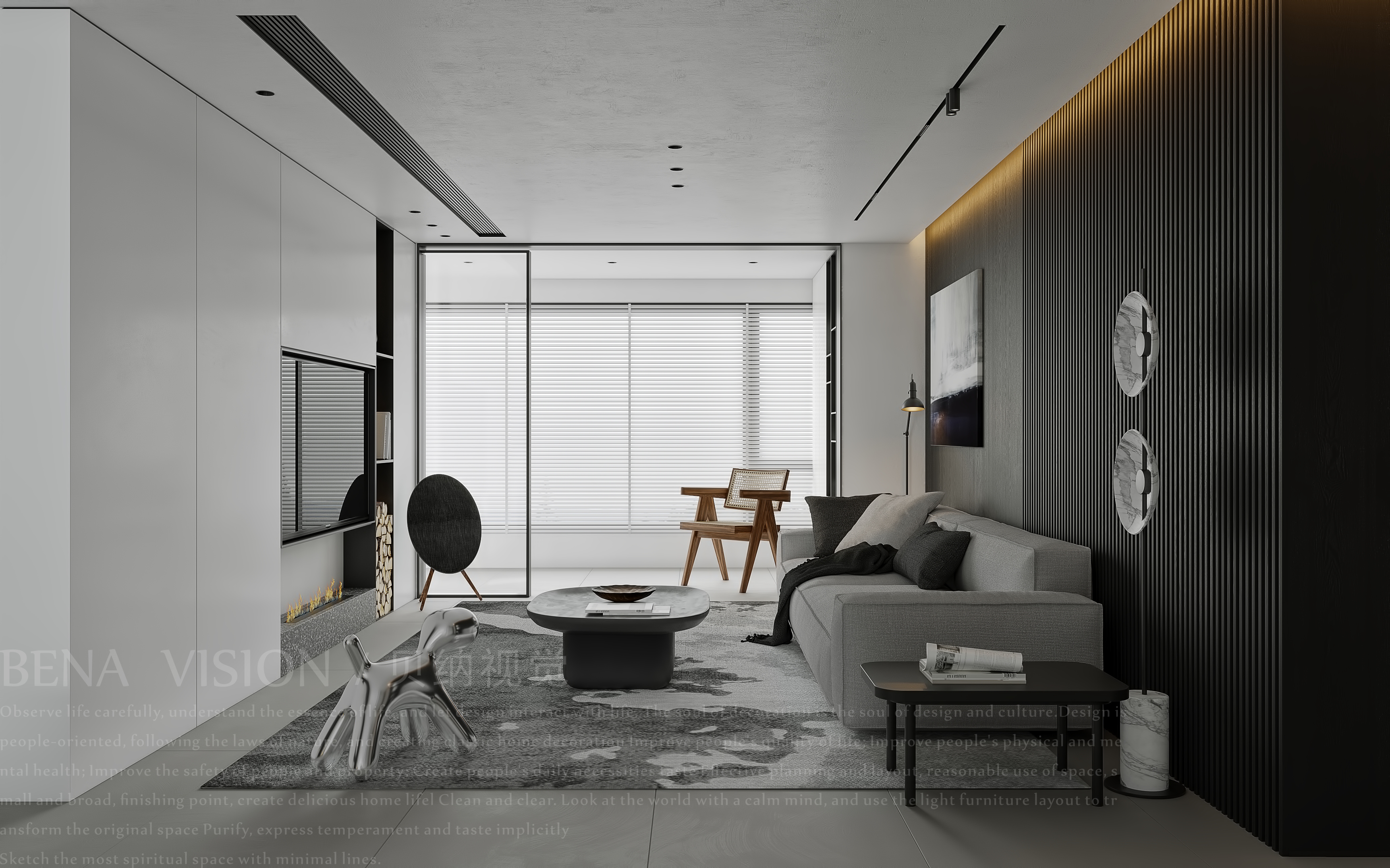 现代黑白灰极简风室内设计-0