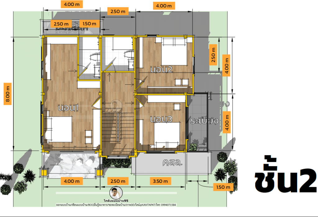 บ้านทรงปั้นหยา P  2288 二层房屋设计-44
