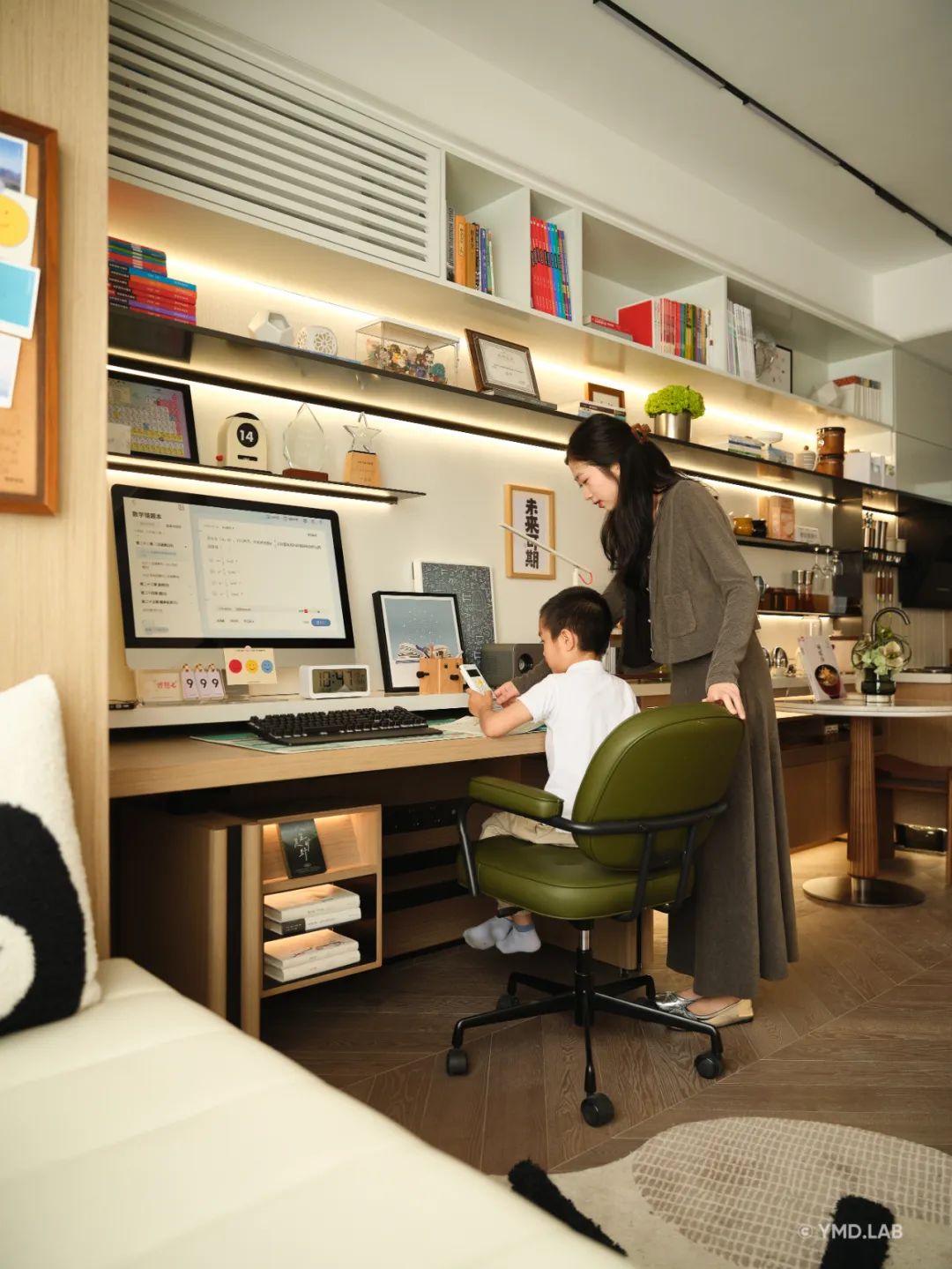 《学霸养成基地39㎡》孩子放学后从作业辅导到深夜食堂的不焦虑公寓丨上海岳蒙空间设计-9