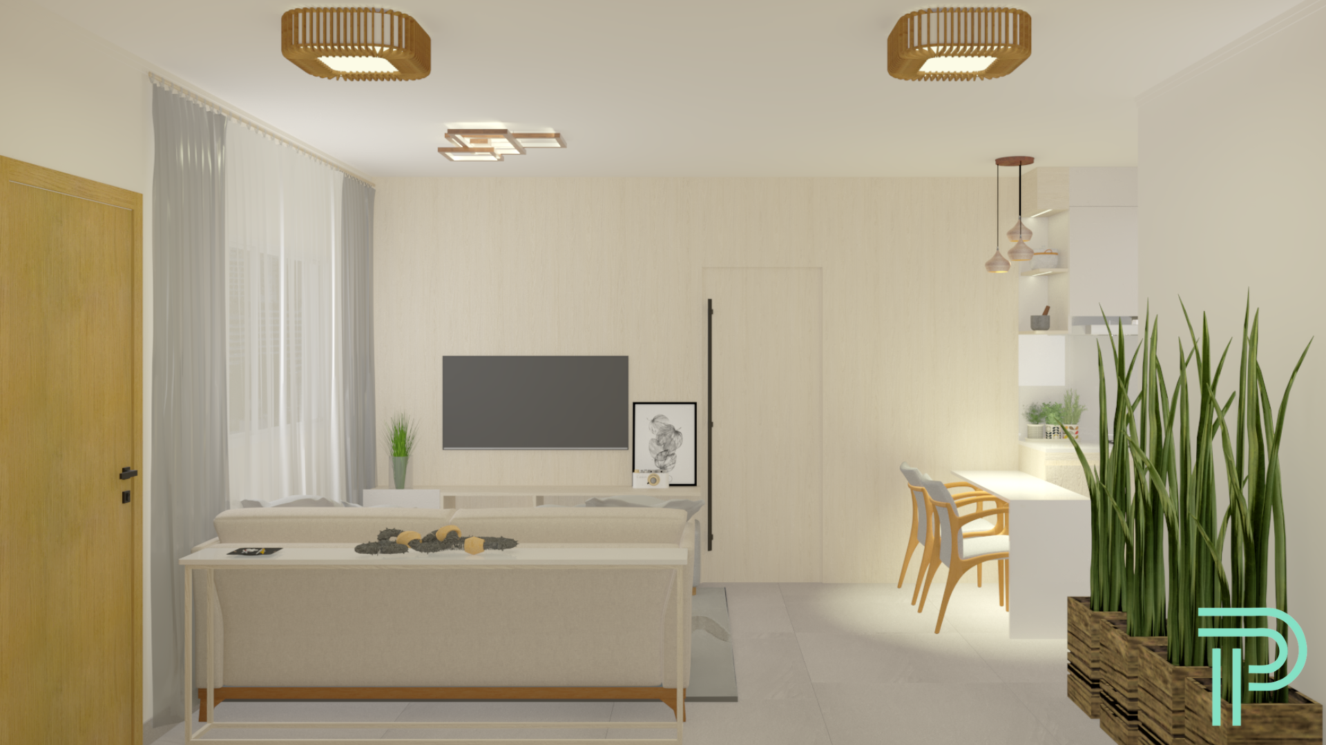 Design Integrado: Cozinha, Sala e Área de Serviço-4