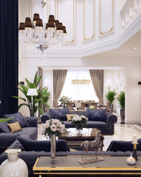 Villa interior design in neoclassic style