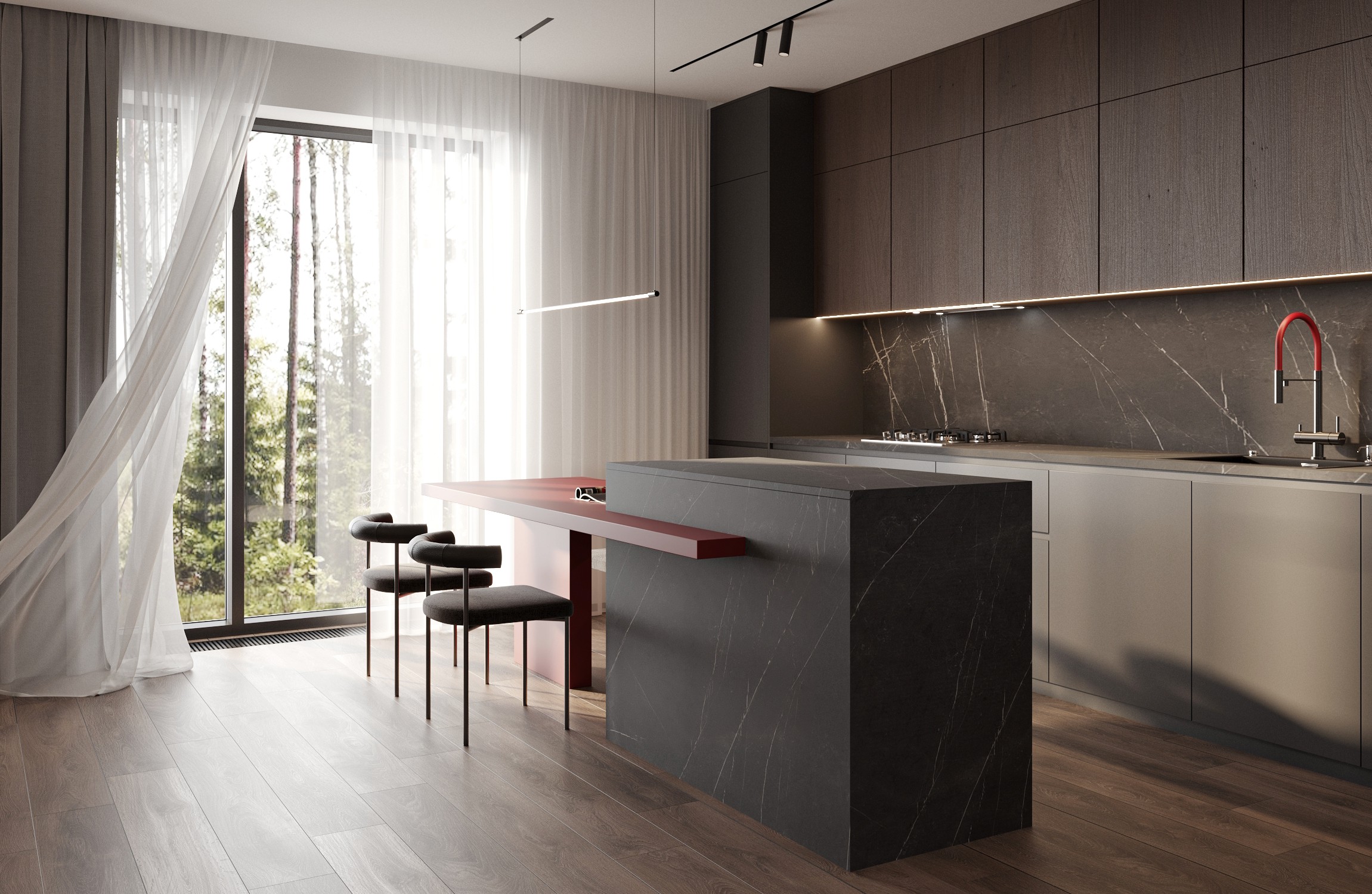 Red accents — Lviv townhouse for young couple-5