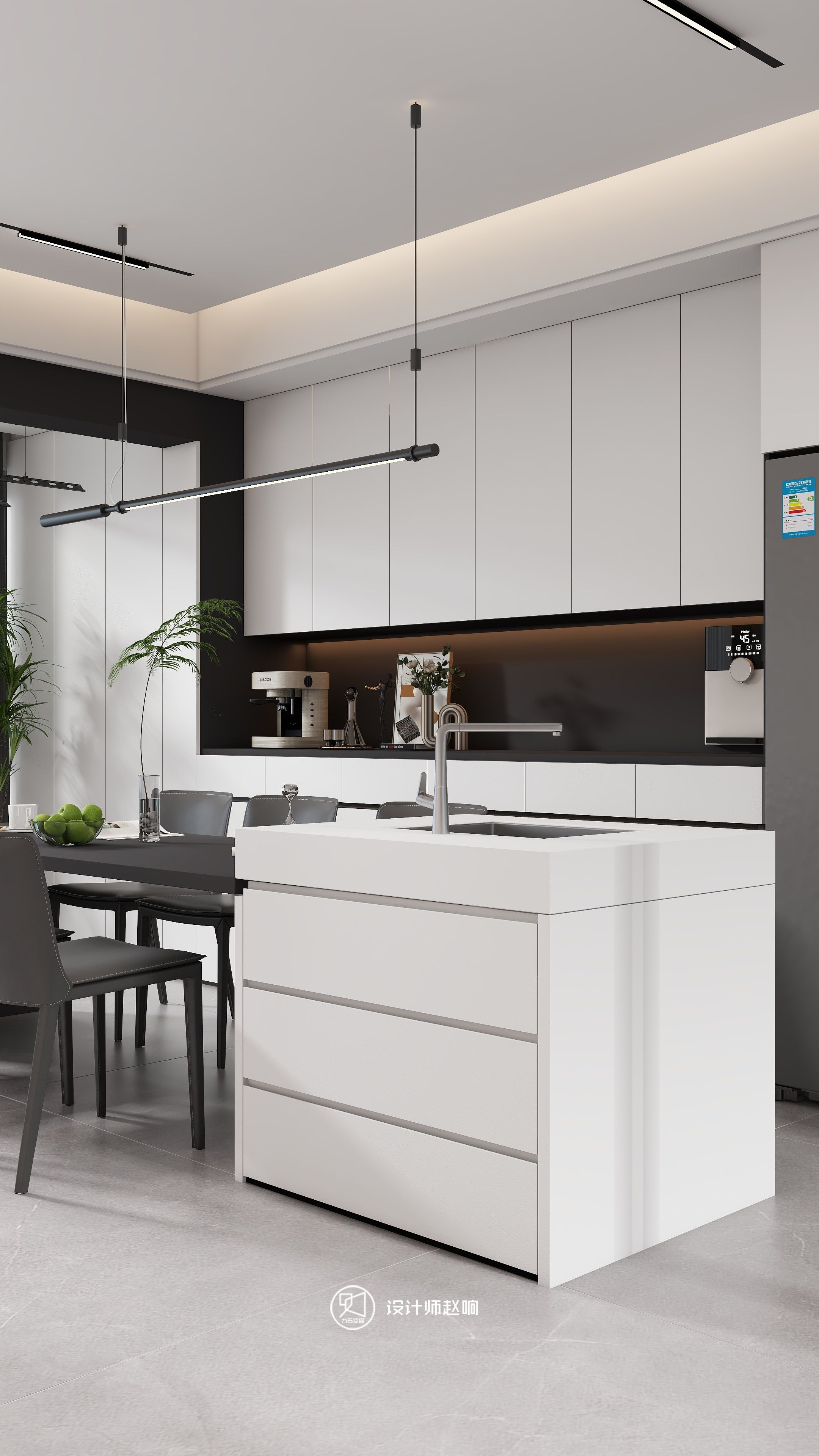 135㎡黑白灰风格住宅设计-17