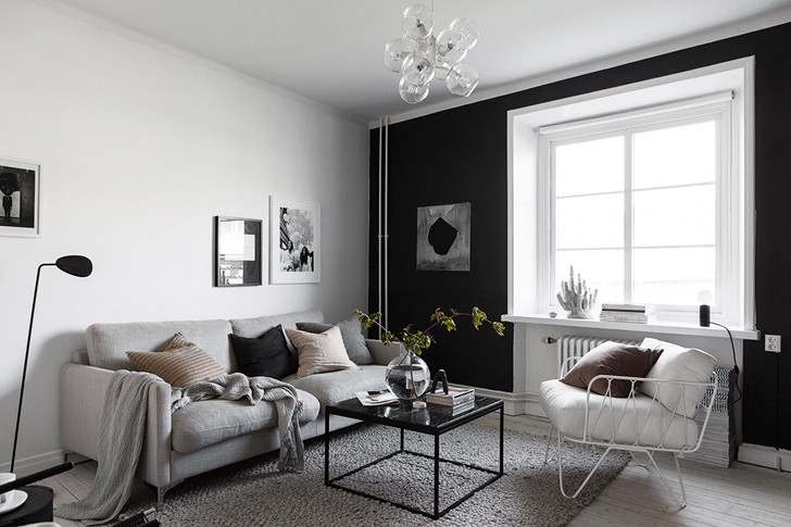黑白对比打造 49 平米瑞典公寓时尚空间-2