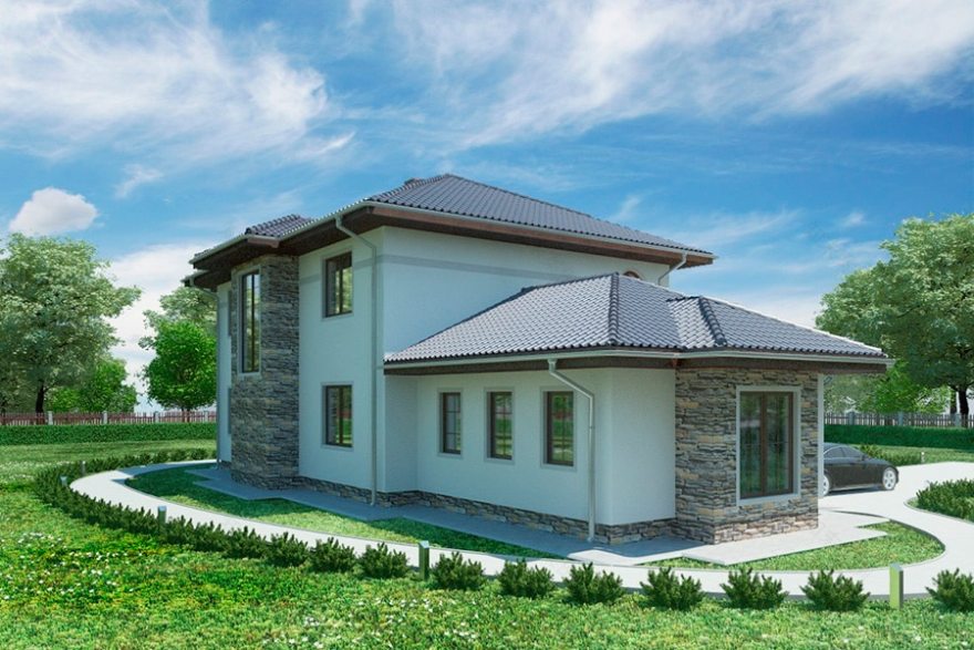 Проект двухэтажного дома с гаражом на 2 авто и террасой «КД-44» - Antei.by-7