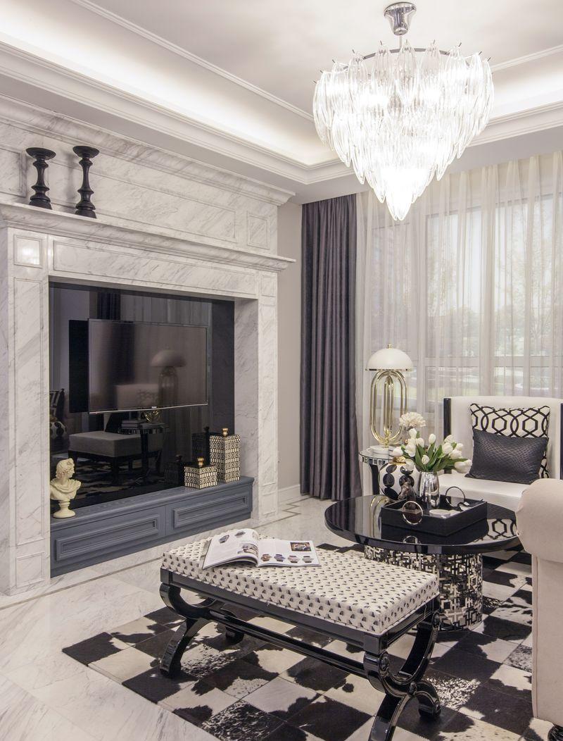 《万锦·紫园》新古典风格样板间 | 黑白灰与橘色的艺术碰撞-7