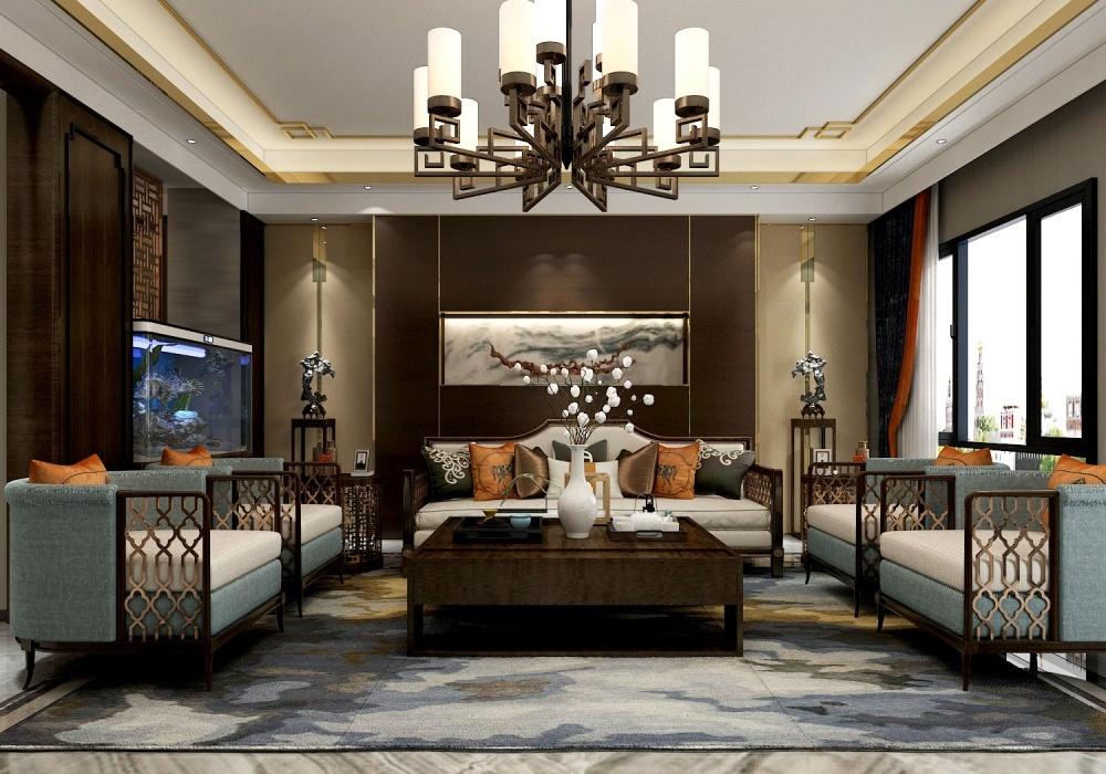 盛高山鼎260㎡新中式别墅装修效果图-8