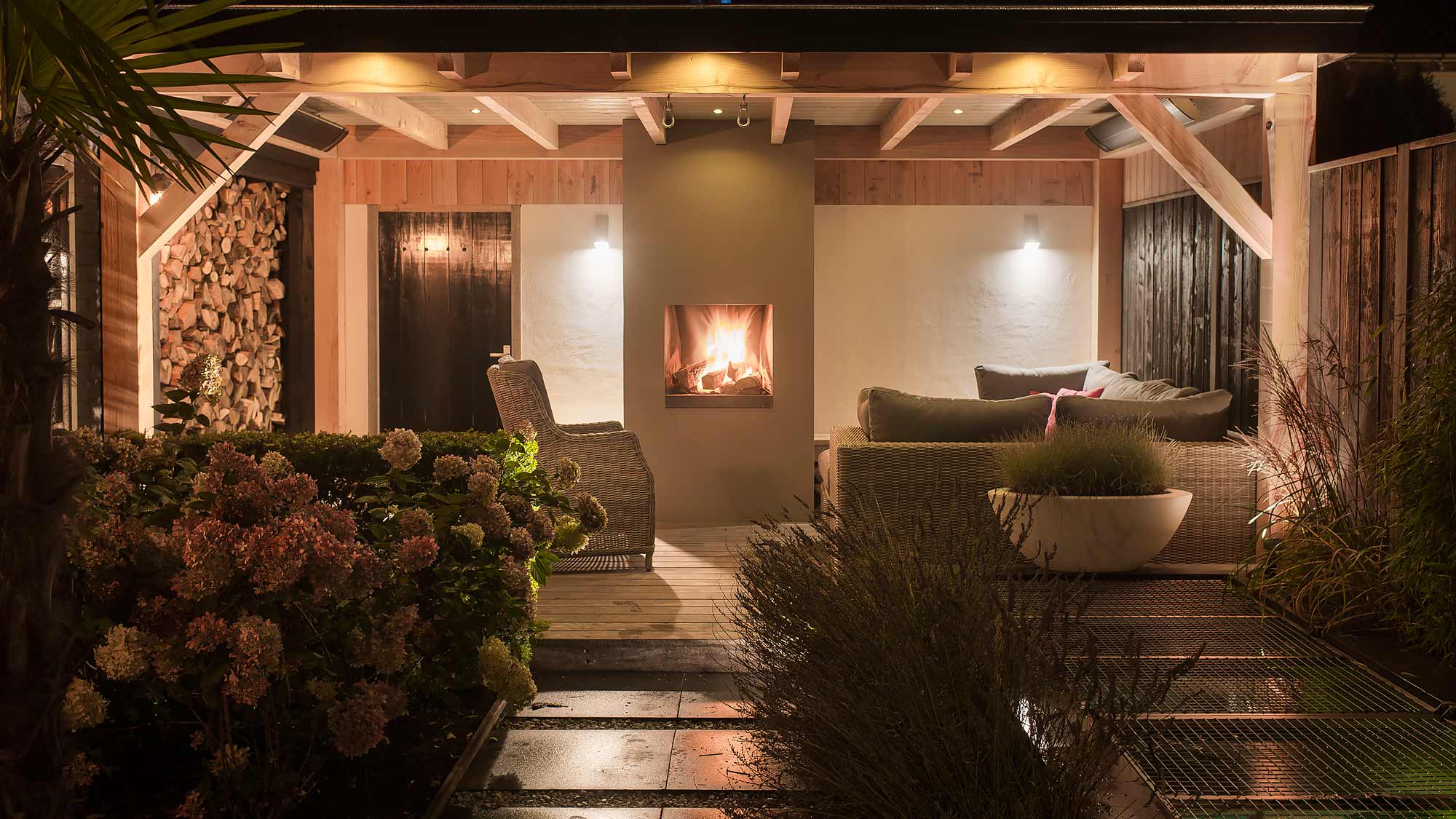 Landscaping with pond and veranda-1