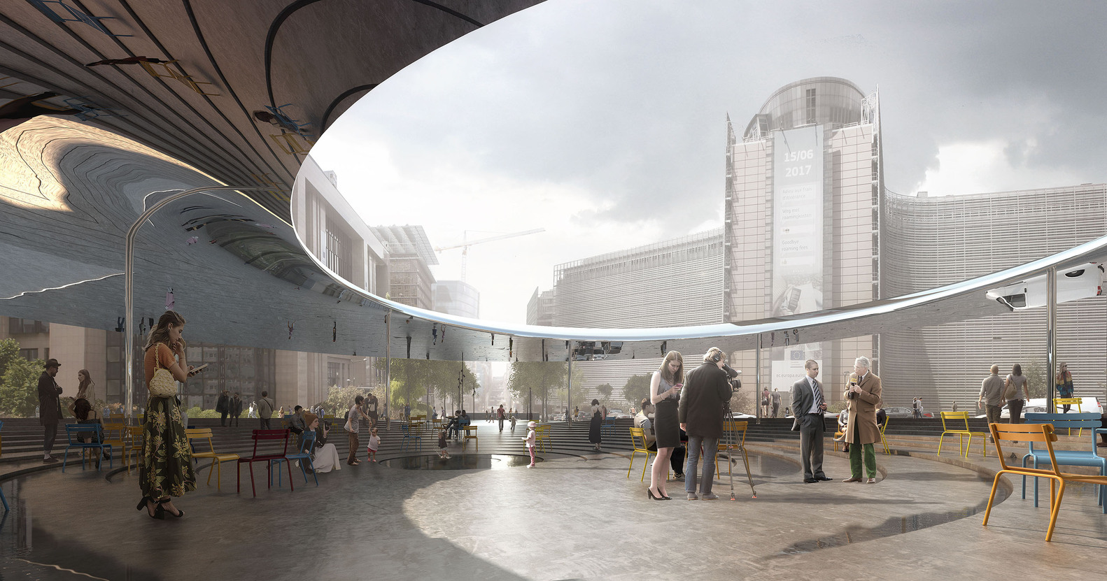 COBE + BRUTs Reflective Pavilion Wins Competition for New EU Entrance Plaza in Brussels-2