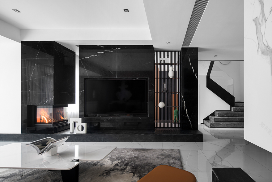 长沙 255㎡极简别墅,黑白灰演绎空间气质-18