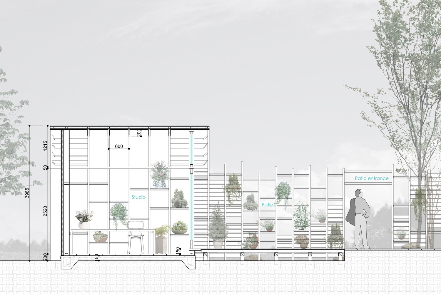 胡同画室——墙体像素化，木架结构打造连续统一视觉效果-18