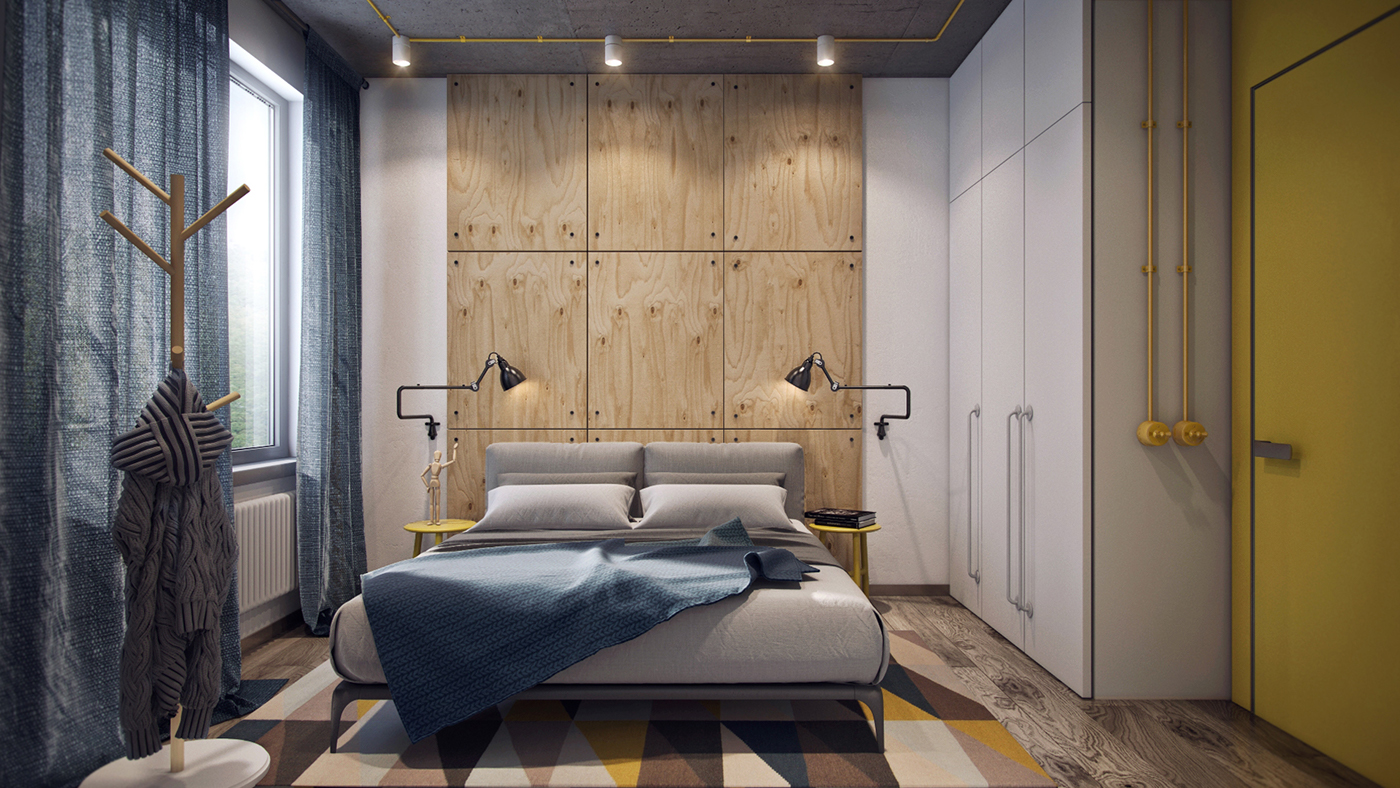 极简公寓设计搭配黄色点缀-20