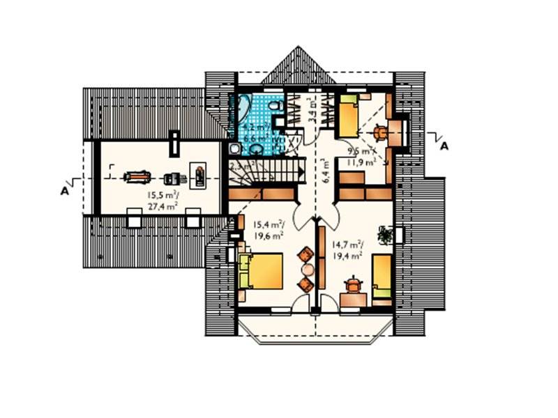 三种带封闭厨房的坡屋顶房屋设计方案-23