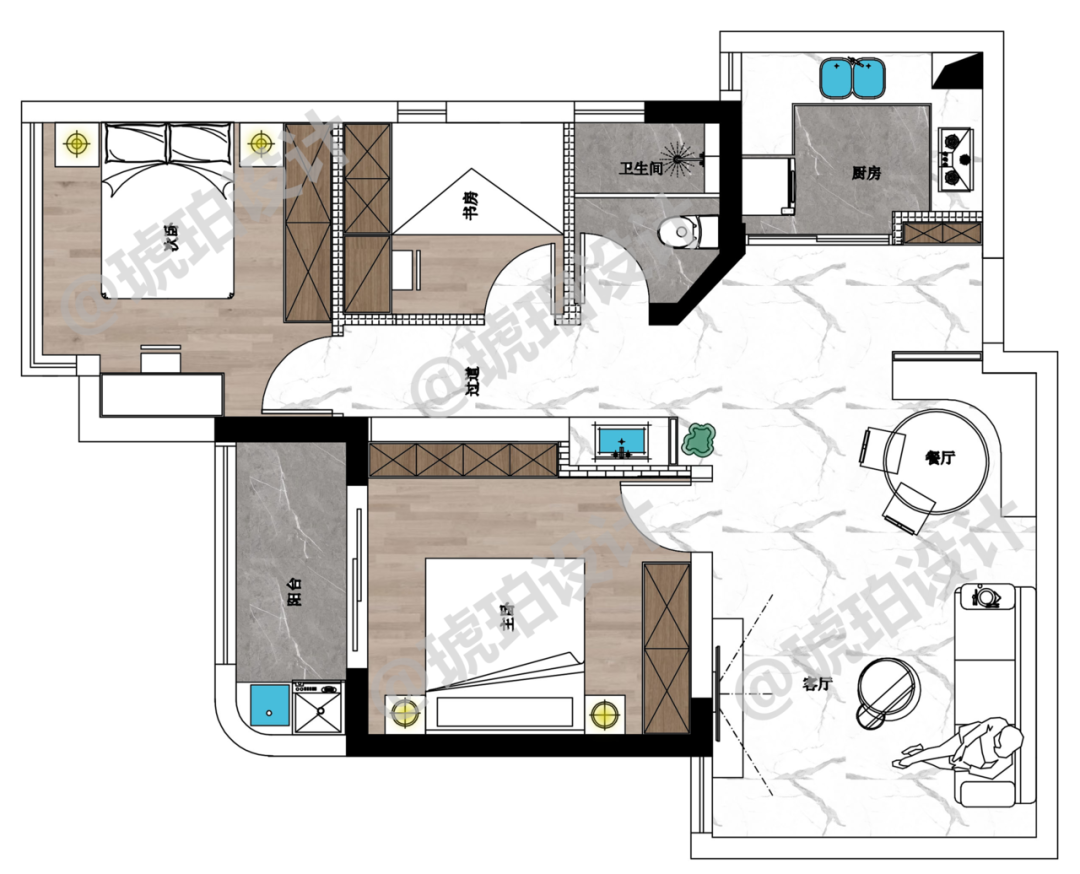 中央花园 95㎡现代轻奢三室空间，优雅设计与实用性的完美平衡-17