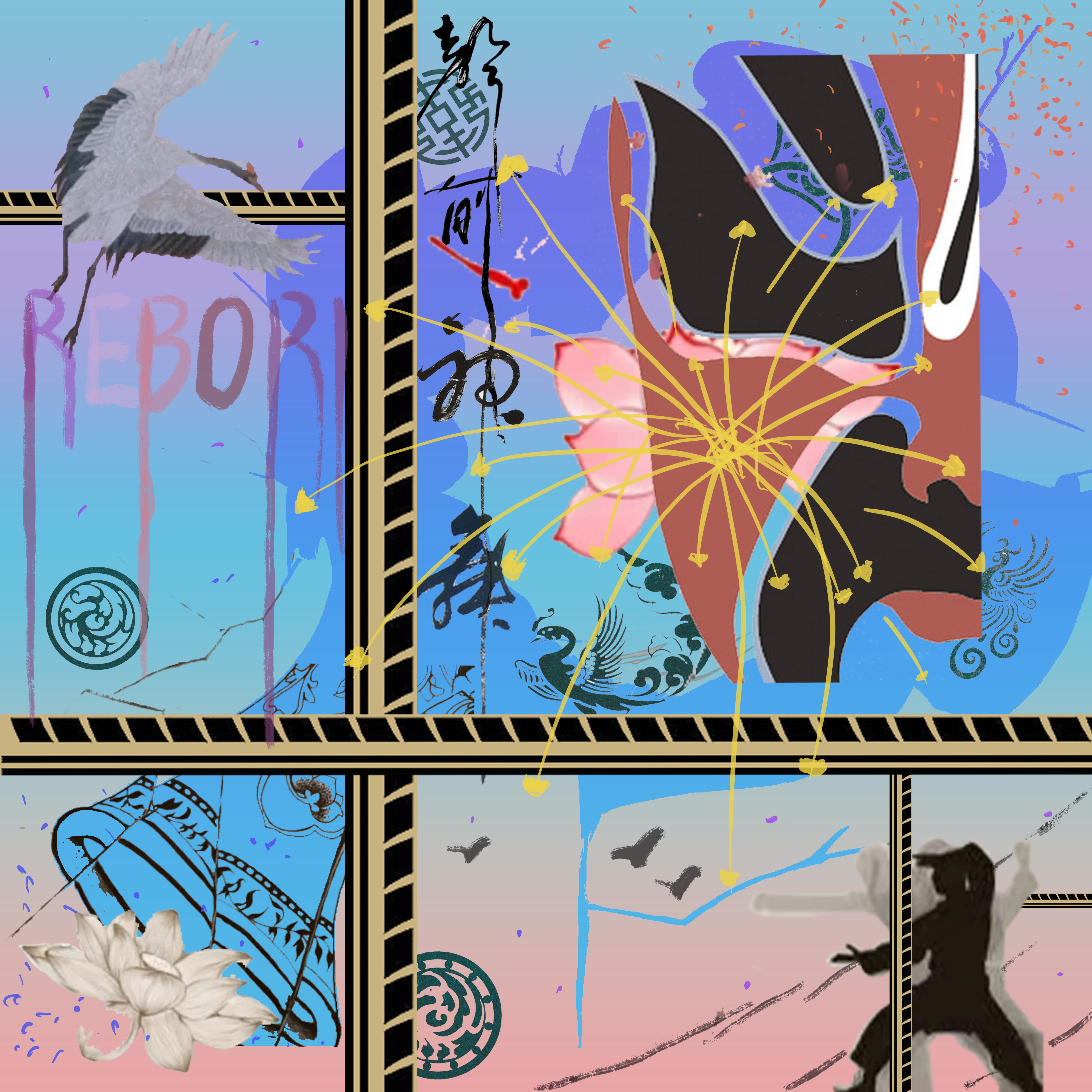 大二 | 丙烯抽象画《破茧》| 美术课设-2