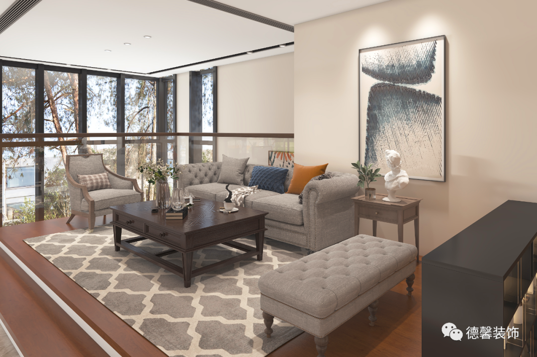 玖珑湖美式浪漫别墅丨德馨装饰-7