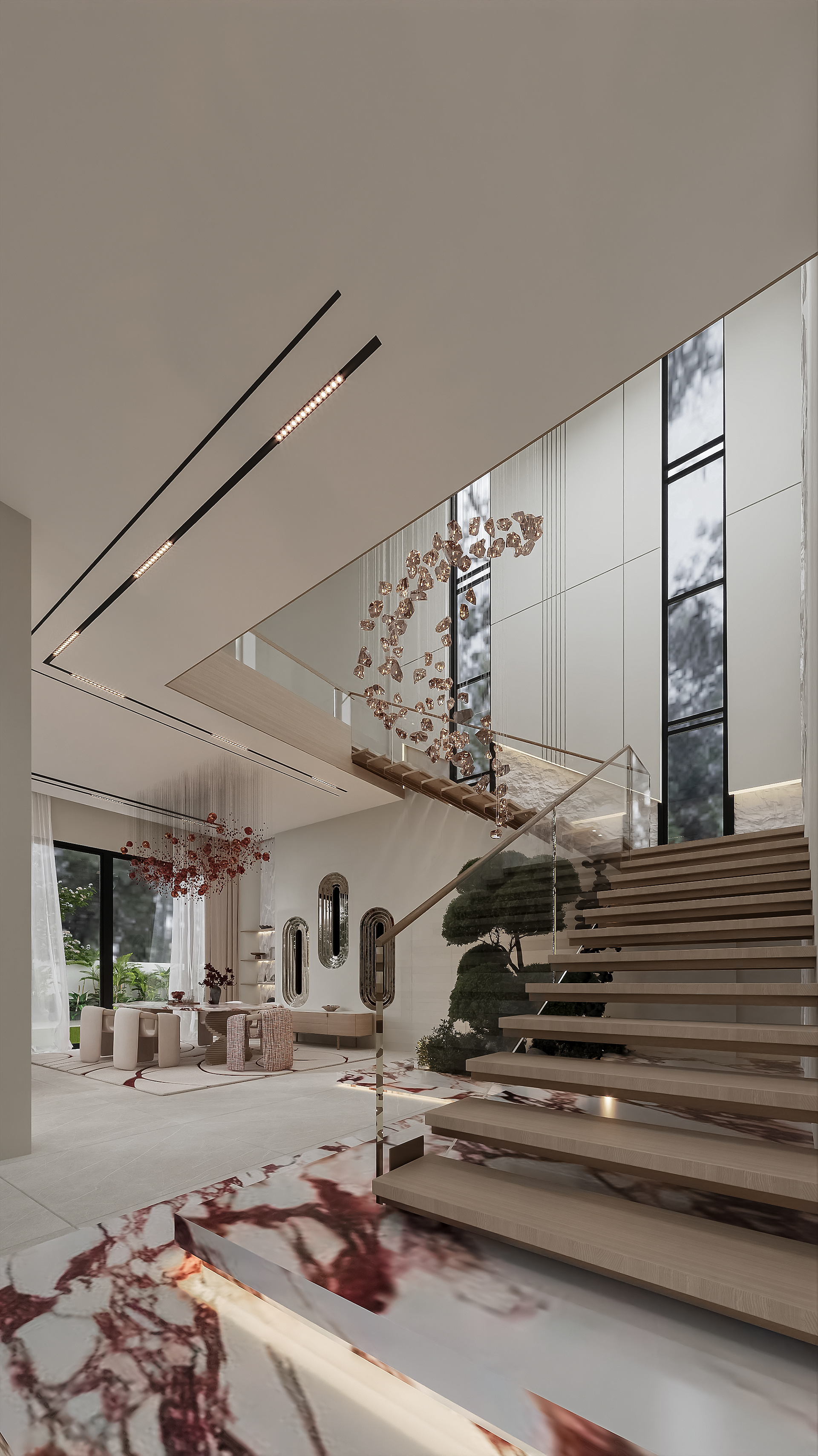 豪华挑高双层客厅丨阿联酋阿布扎比丨MENNA TAREK-4