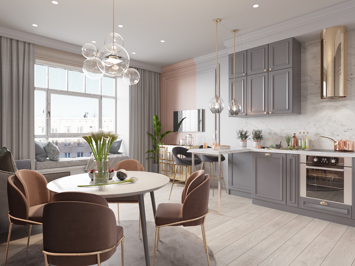 两个粉色调公寓室内设计案例-16