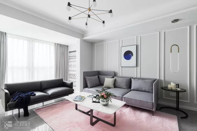 茱萸粉+祖母绿，塑造复式轻奢风  双宝设计机构-4