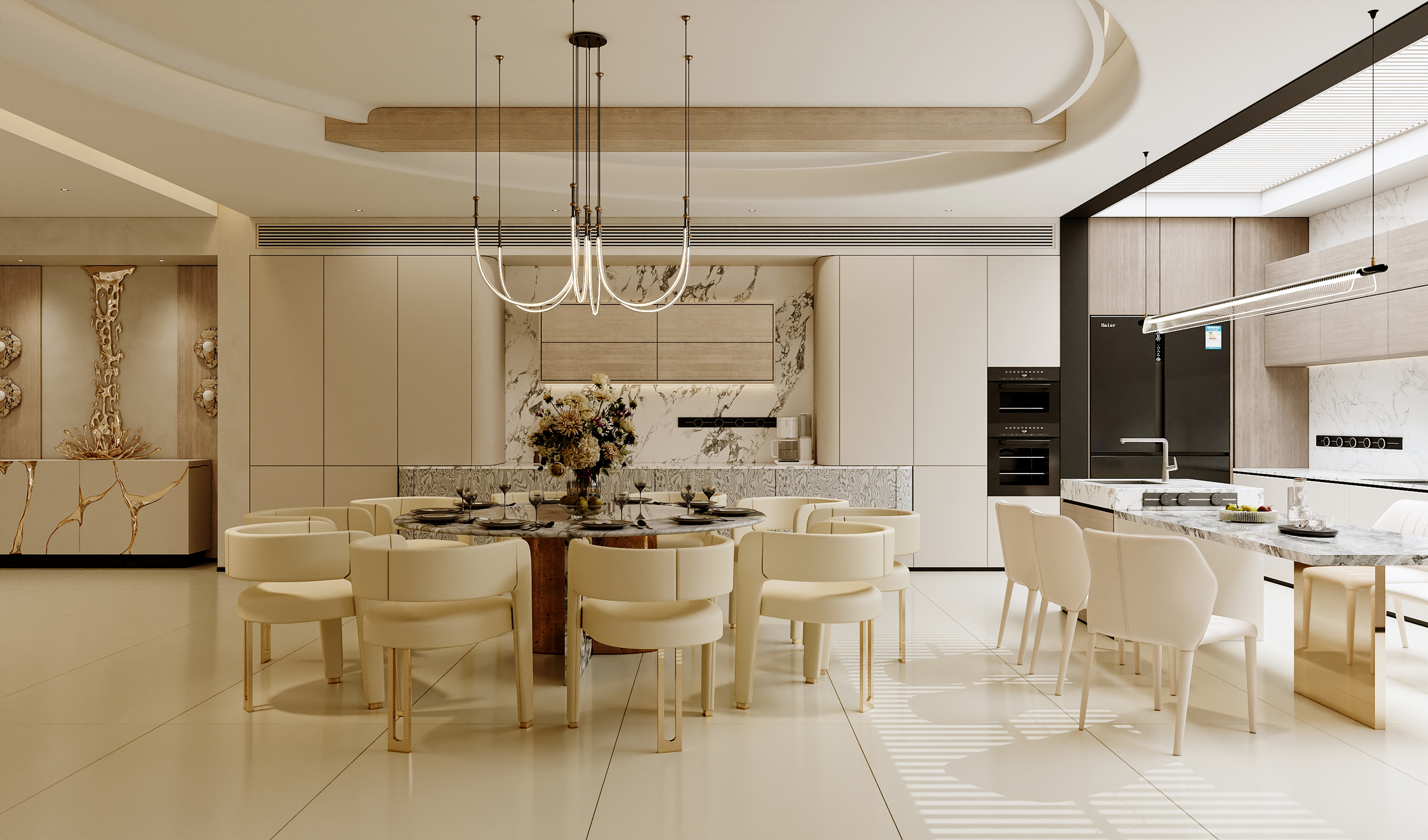 三亚  绿城海棠望庐 1150㎡  原木奶油风效果图表现-10