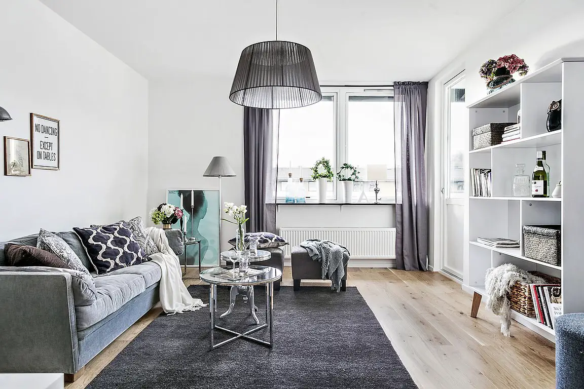 灰蓝调的宁静空间 | Scandinave 风格一居室设计-3