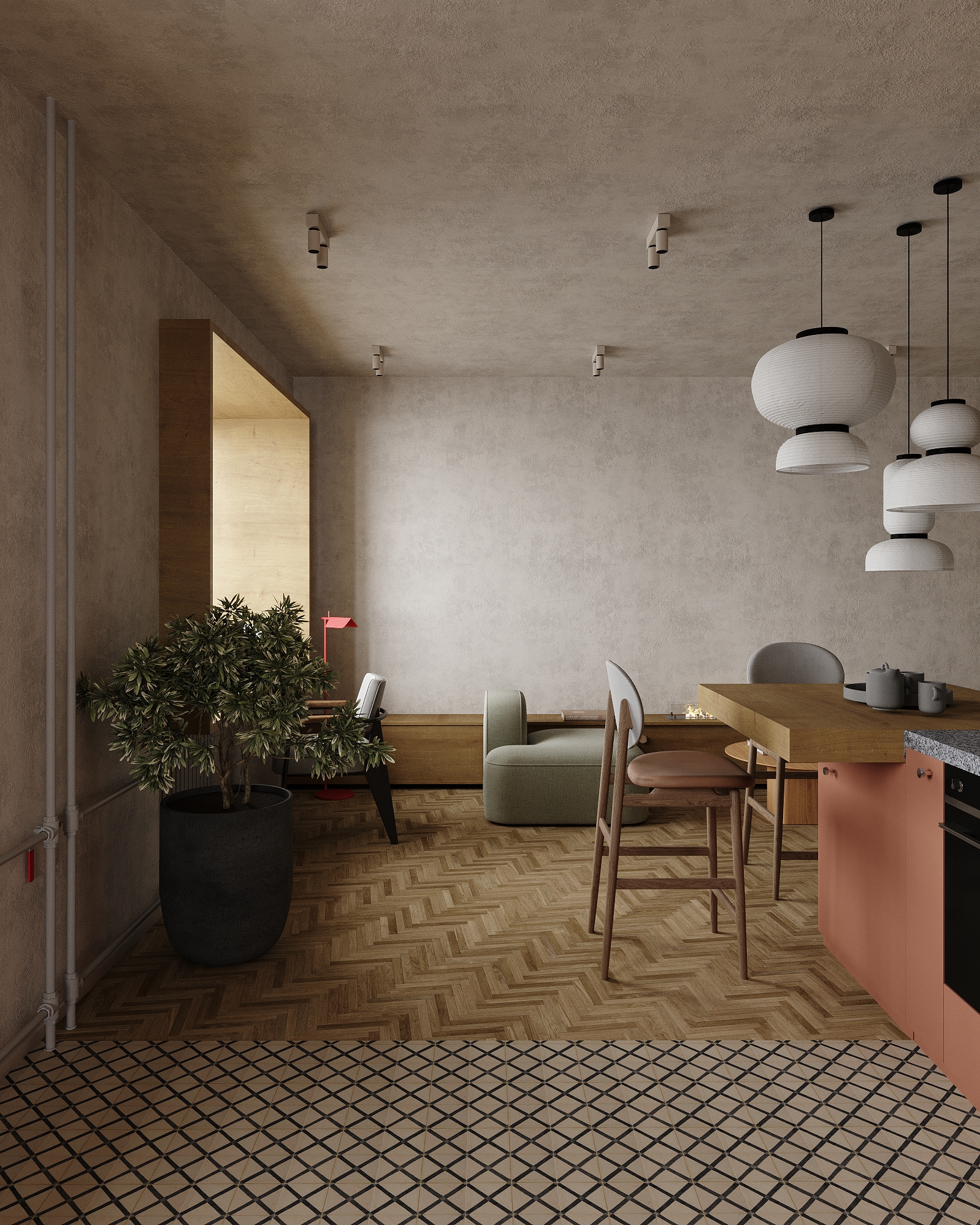 JAPANDI 风格城市公寓室内设计-26