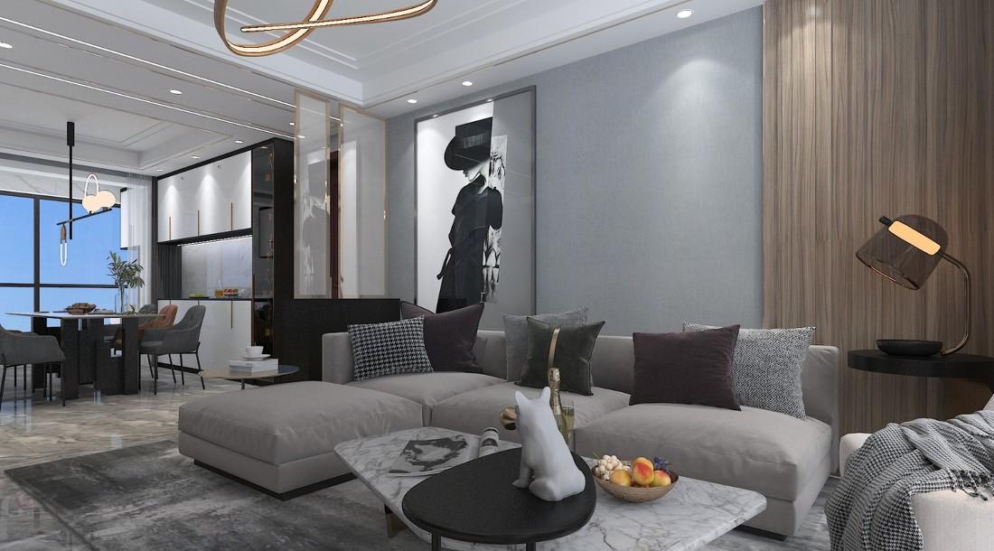 商丘 129㎡后现代轻奢黑白灰装修案例-6