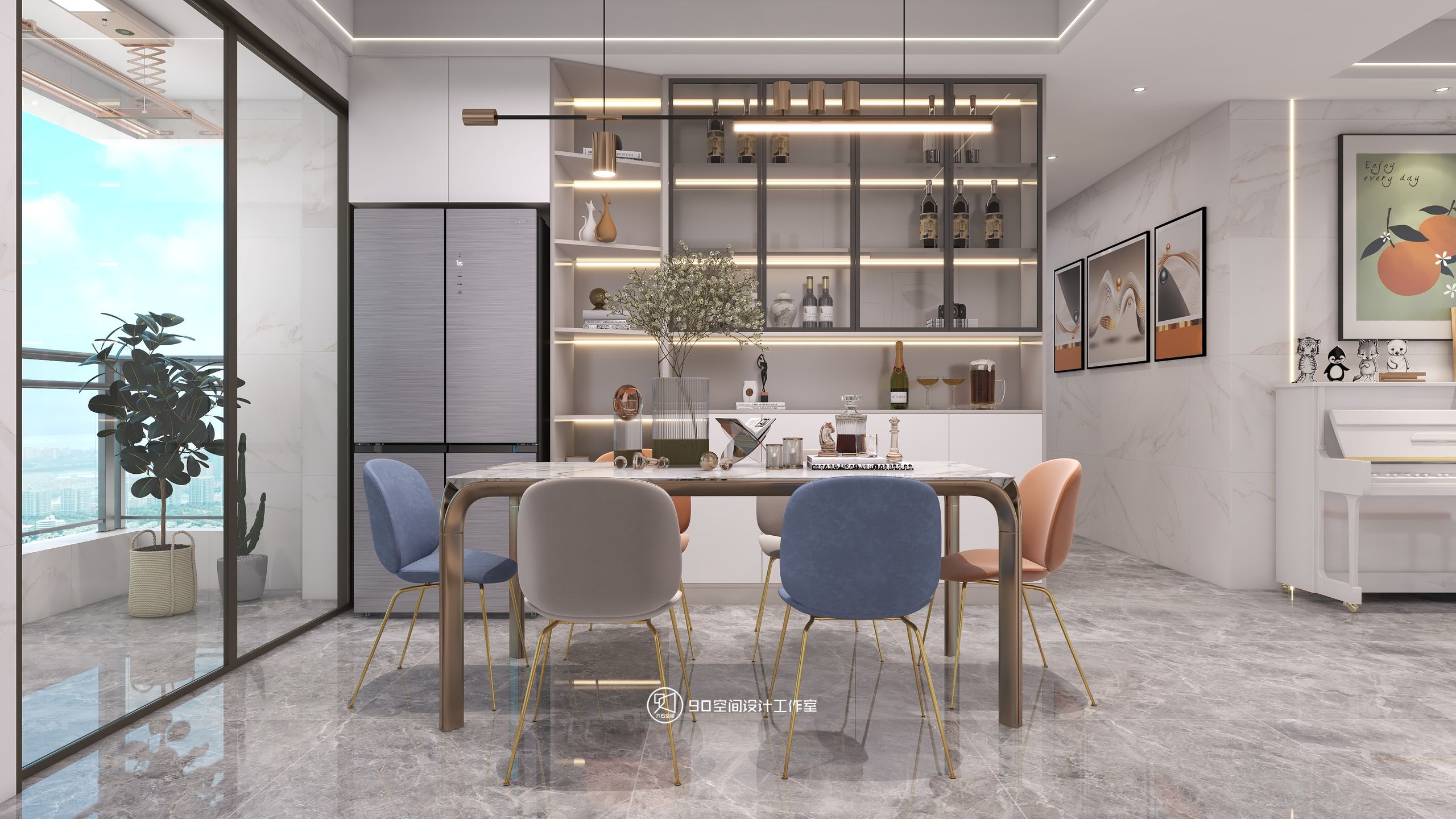 135㎡现代简约开放式餐厨设计-9