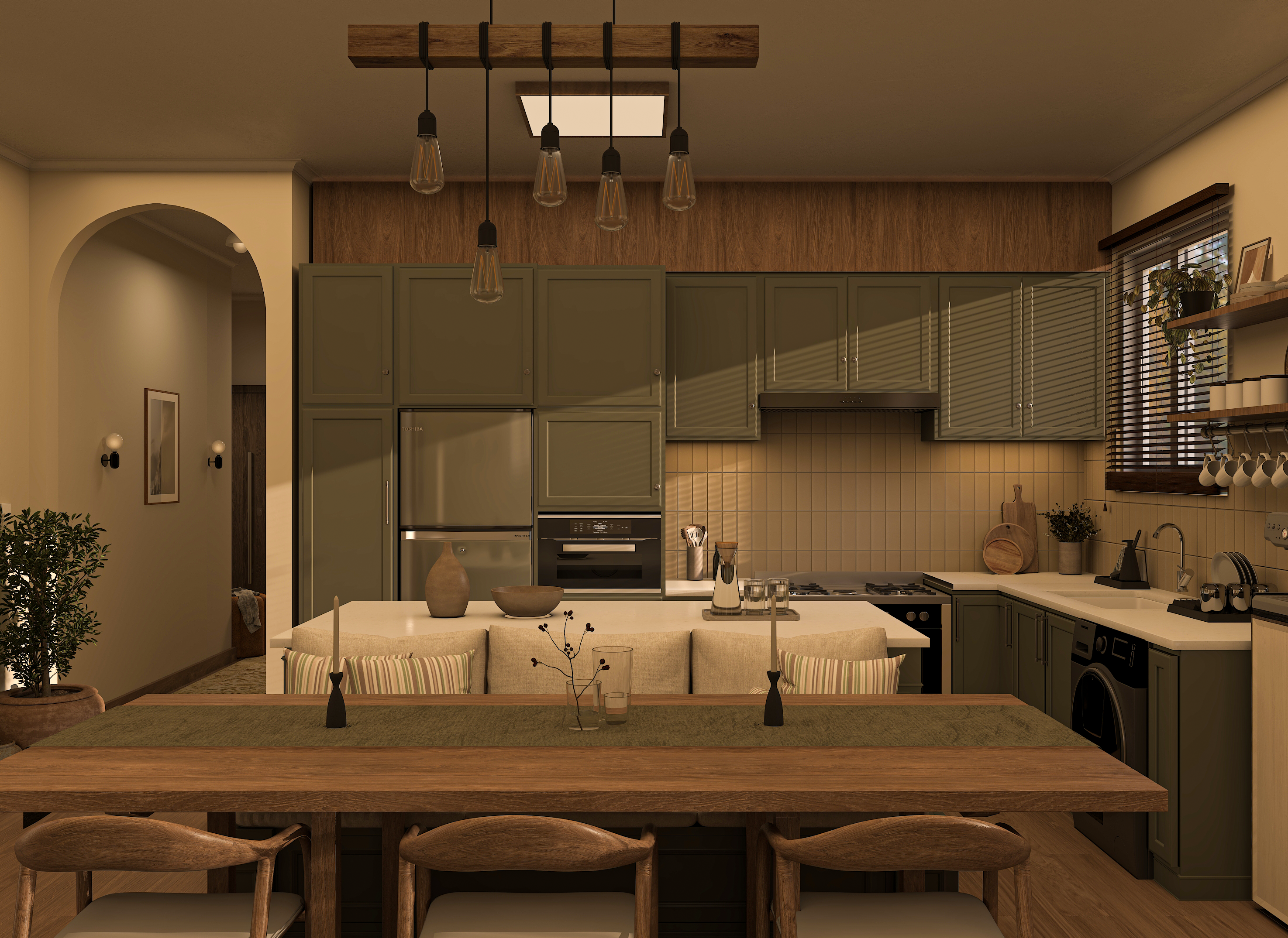 开放式厨房与起居区设计丨埃及开罗-3