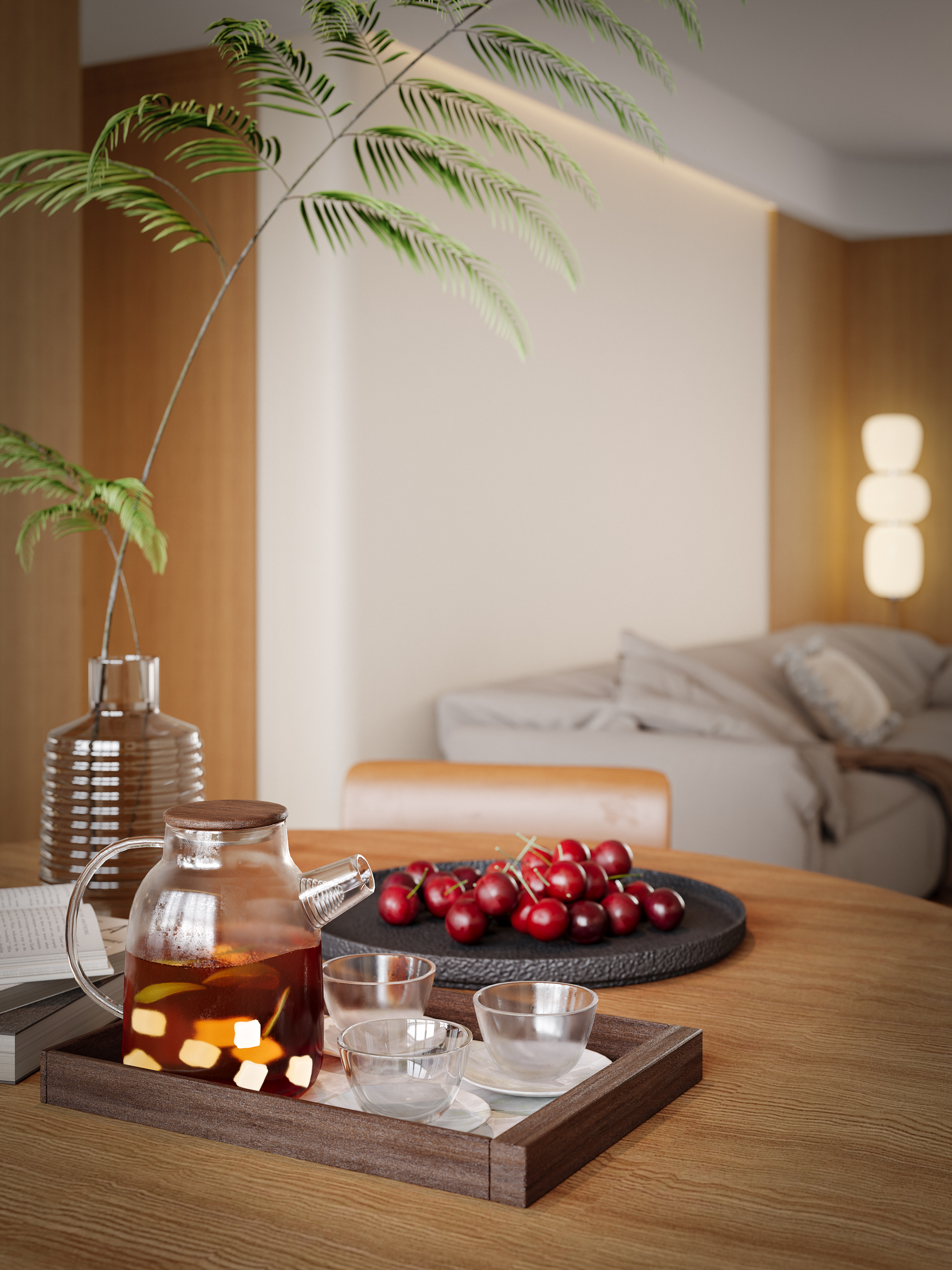 绘感视觉设计 | 中古原木风格客餐厅渲染-7