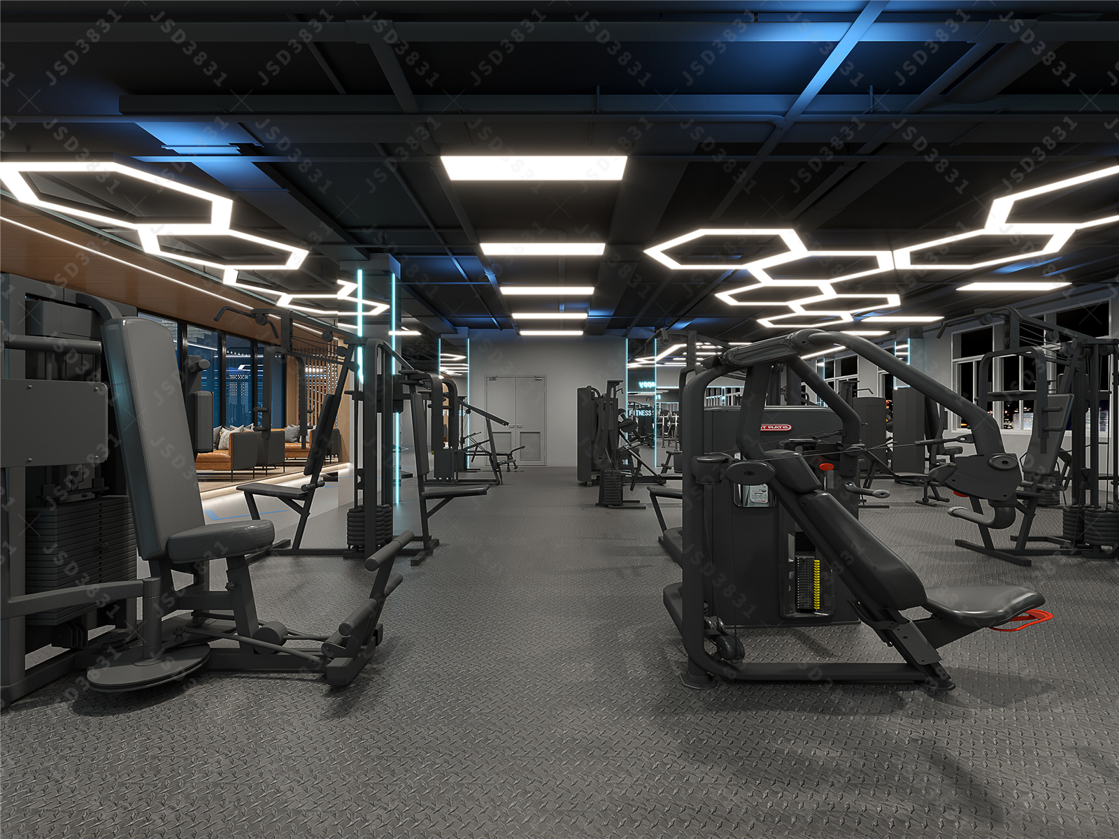 工业健身房设计,公司健身房设计,会所健身房设计-6