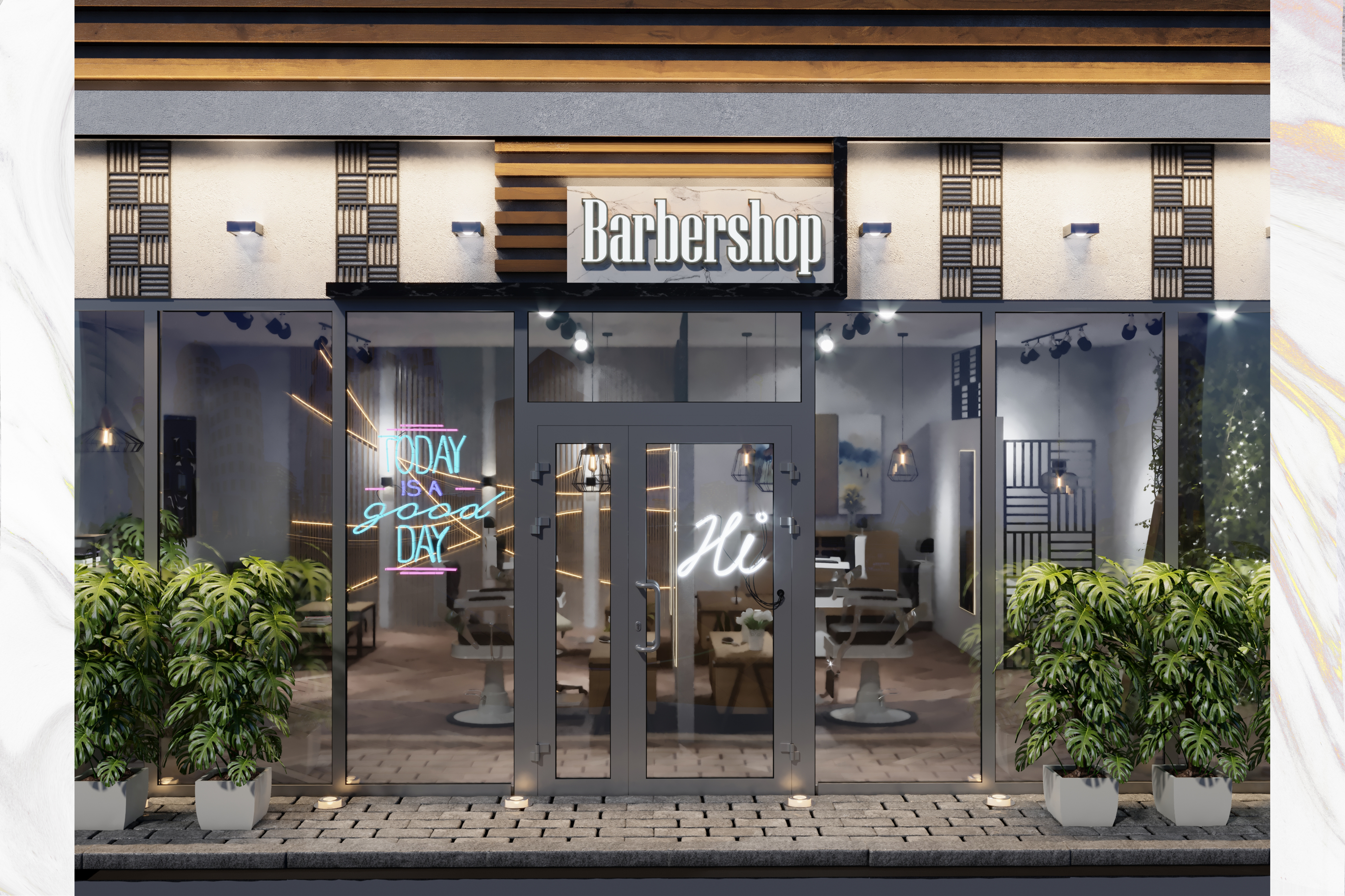 Barbershop exterior & interior design-10
