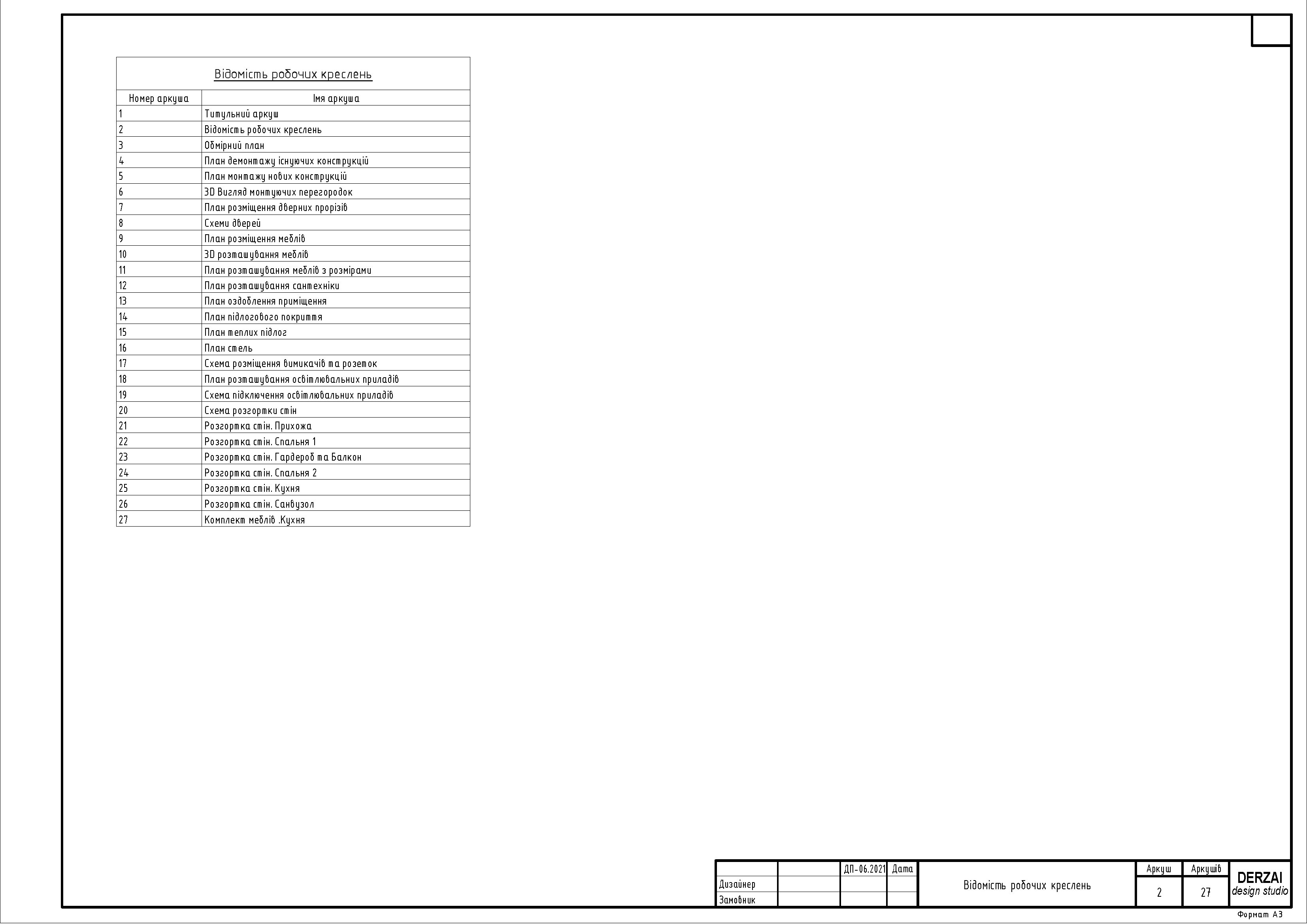 Робочі креслення, дизайн проект 2-ох кімнатної квартири-1