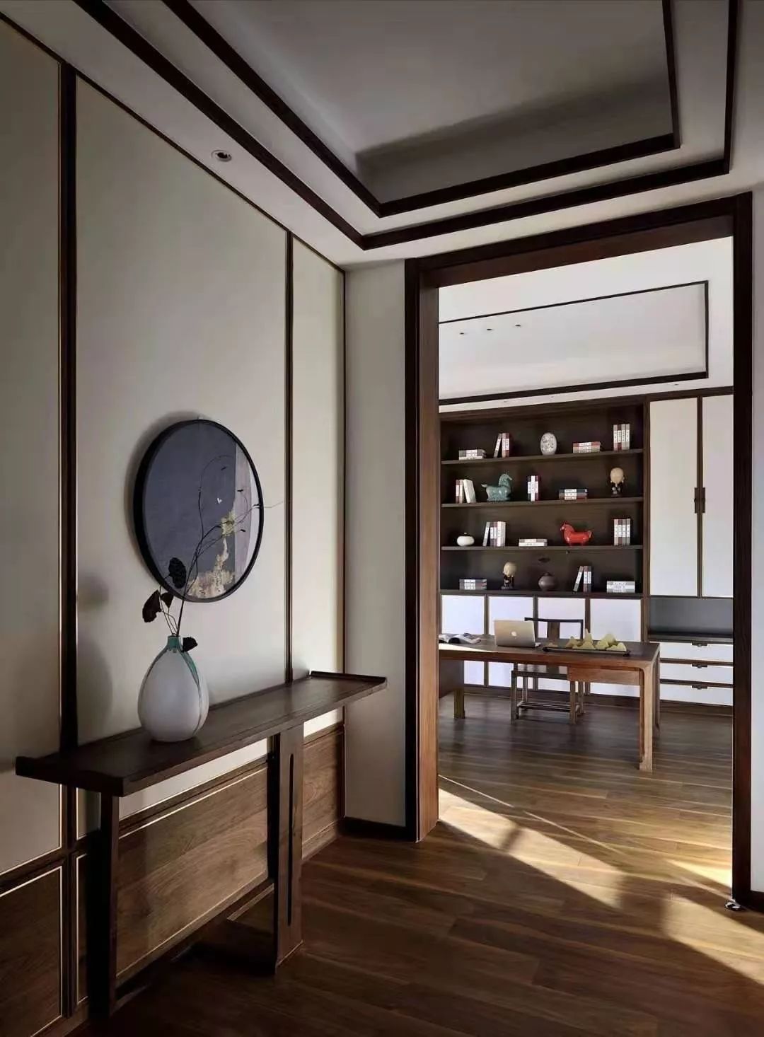 新中式复式空间，黑胡桃木家具打造淳朴意境-59