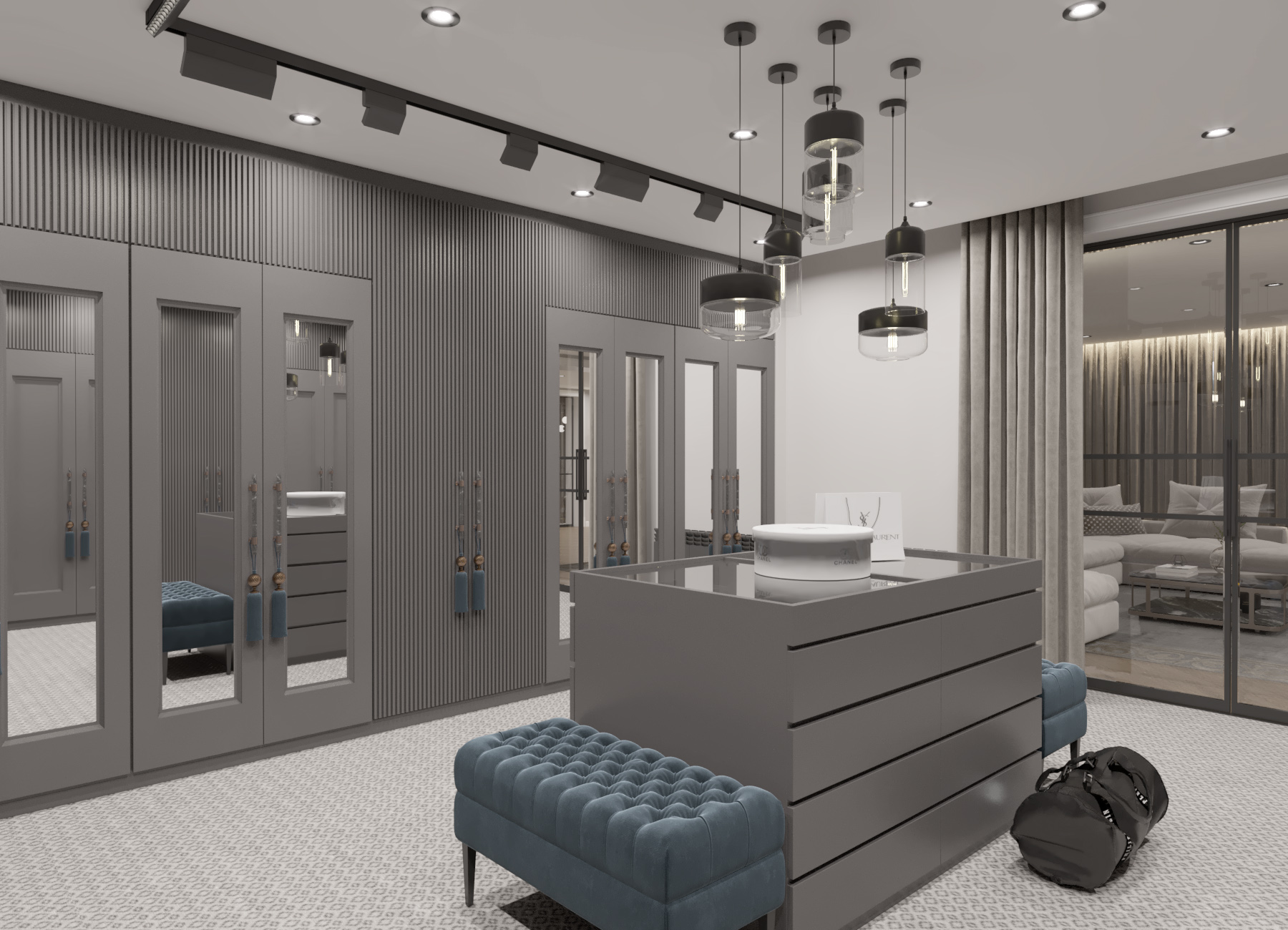 Basement floor design with two dressing rooms-16