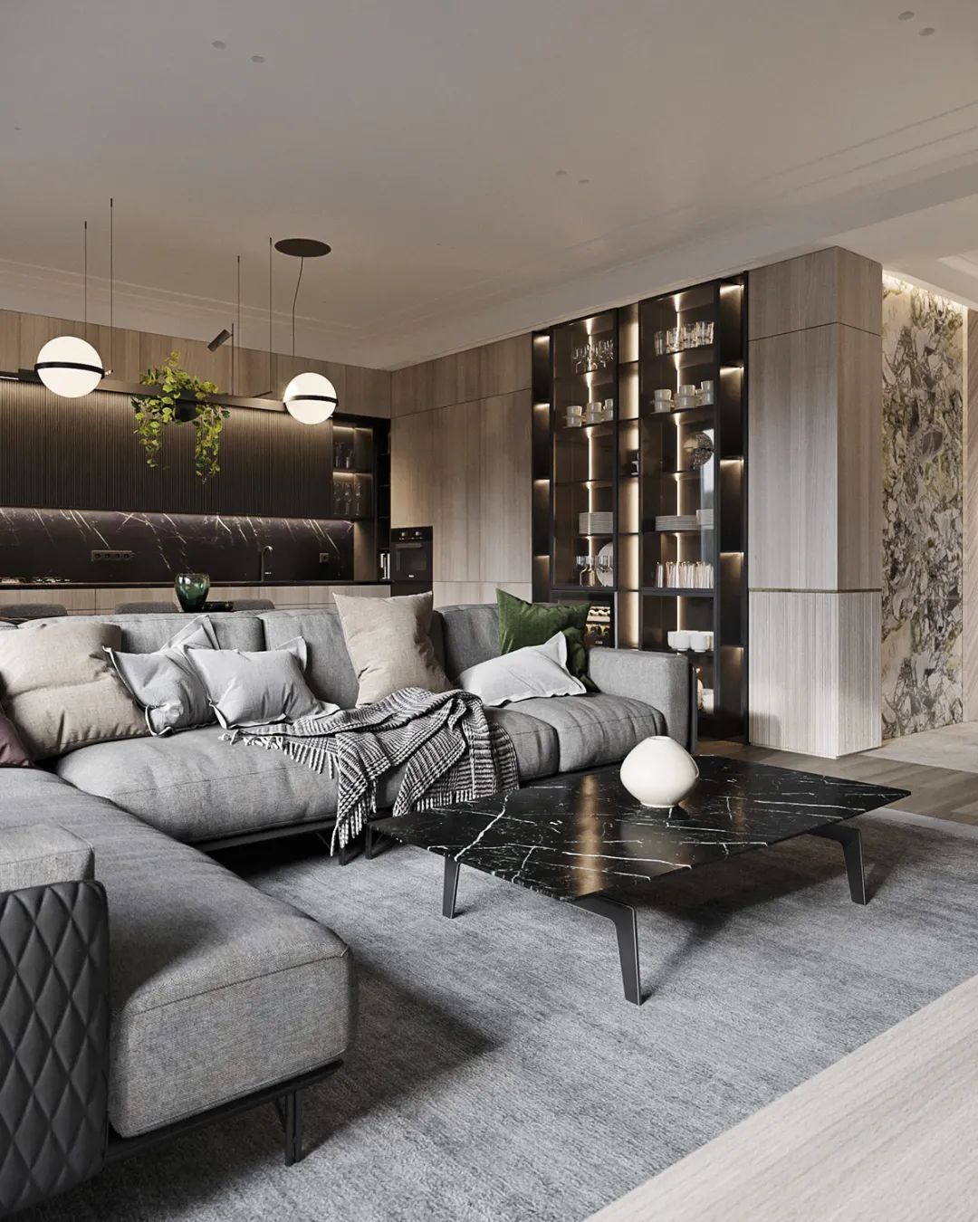 灰色木色的高级空间设计丨Domashko Studio-25