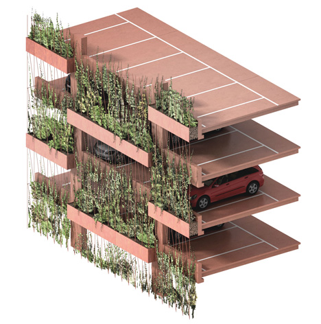 Car park by JAJA Architects features a planted facade and rooftop park-20